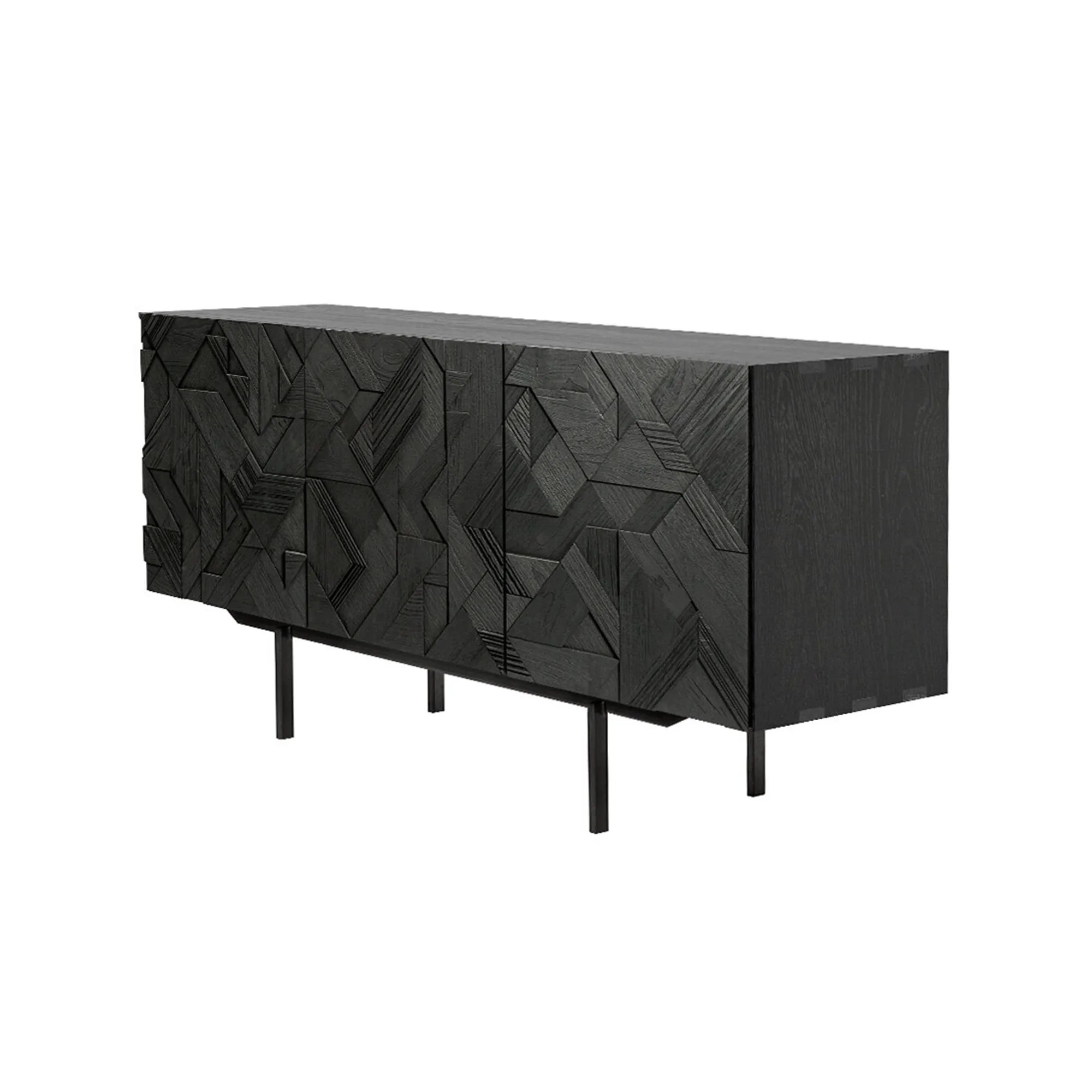 Teak Graphic Black Sideboard