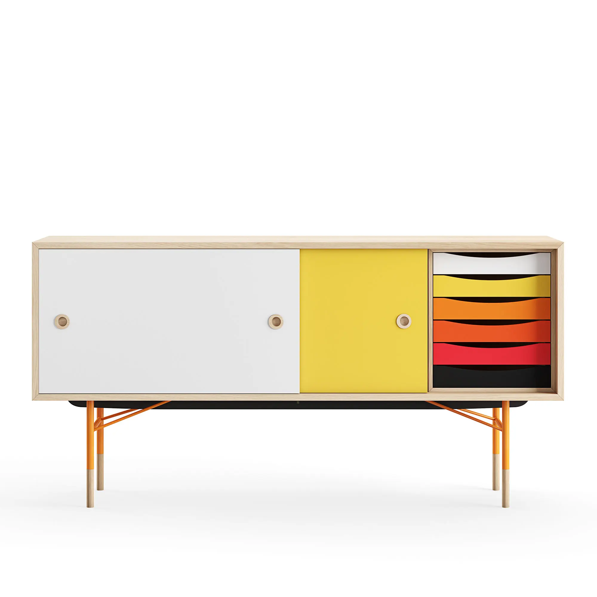 Sideboard Warm med lådor Oak White/Yellow