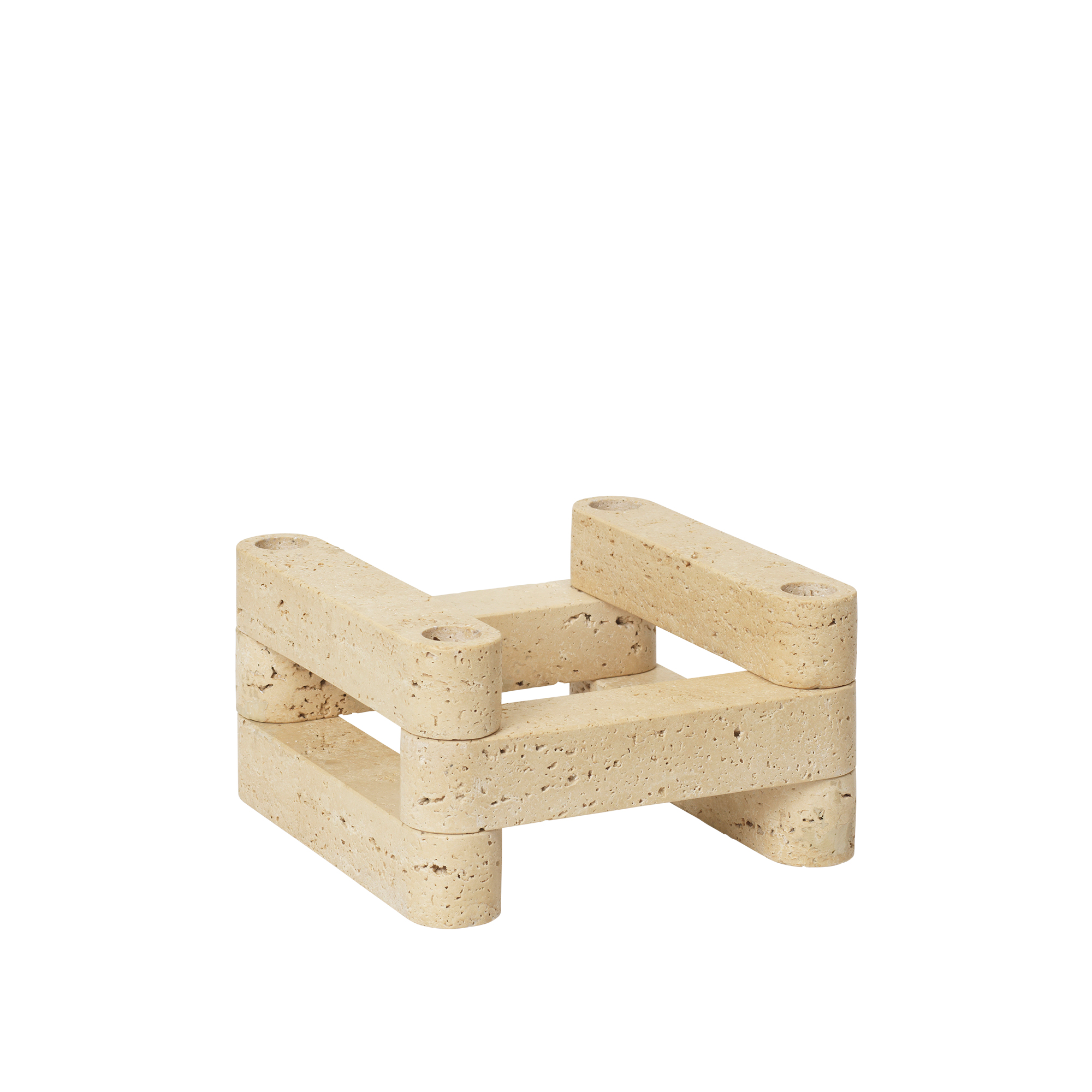 Ferm Living - Newel Modular Candle Holder Set - Travertine - Ljusstakar - Jørn Utzon - Beige