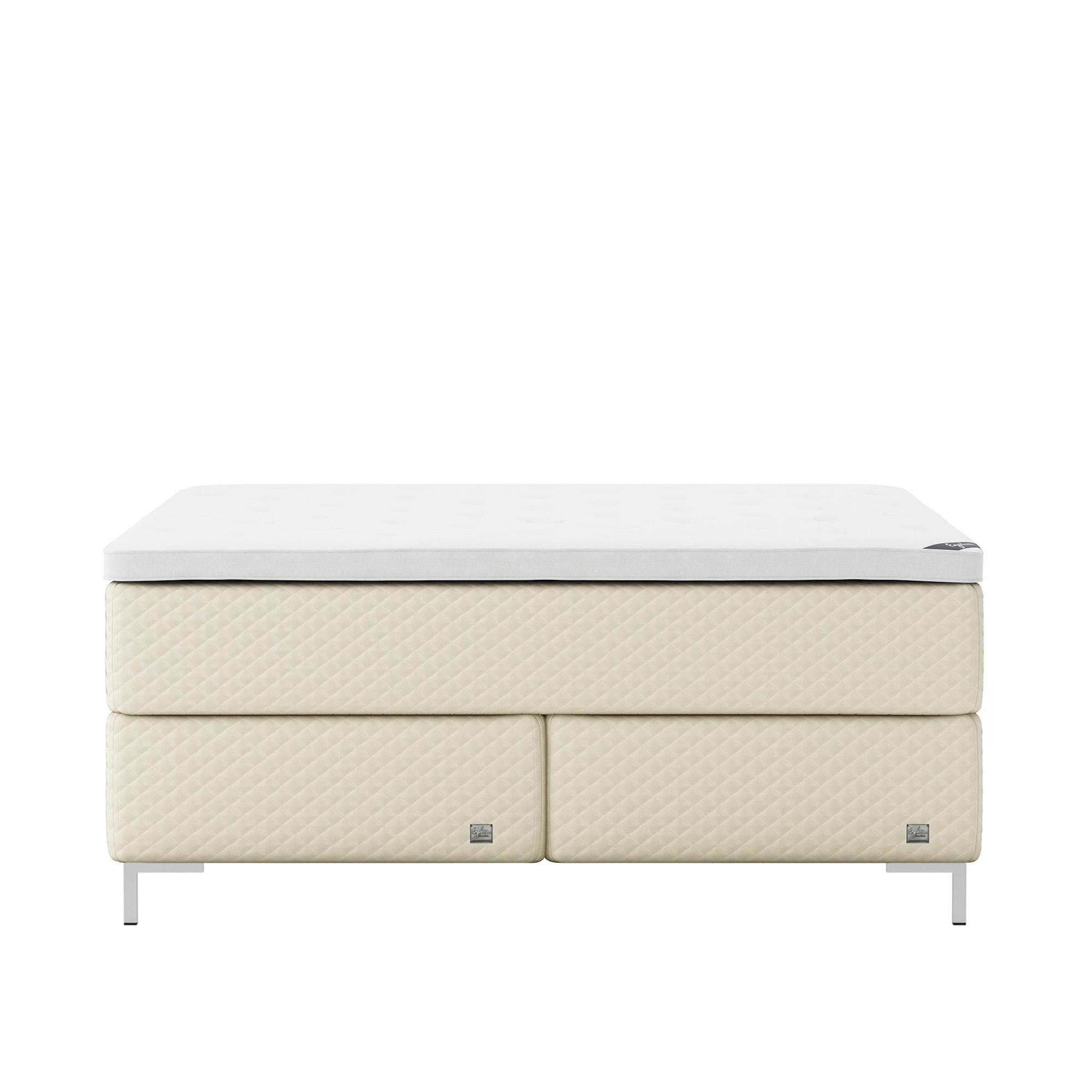 englesson - superior kontinental medium 160wx200l pearl dubbelsäng, sängben borstad aluminium 12 cm, bäddmadrass superior - sängar - beige