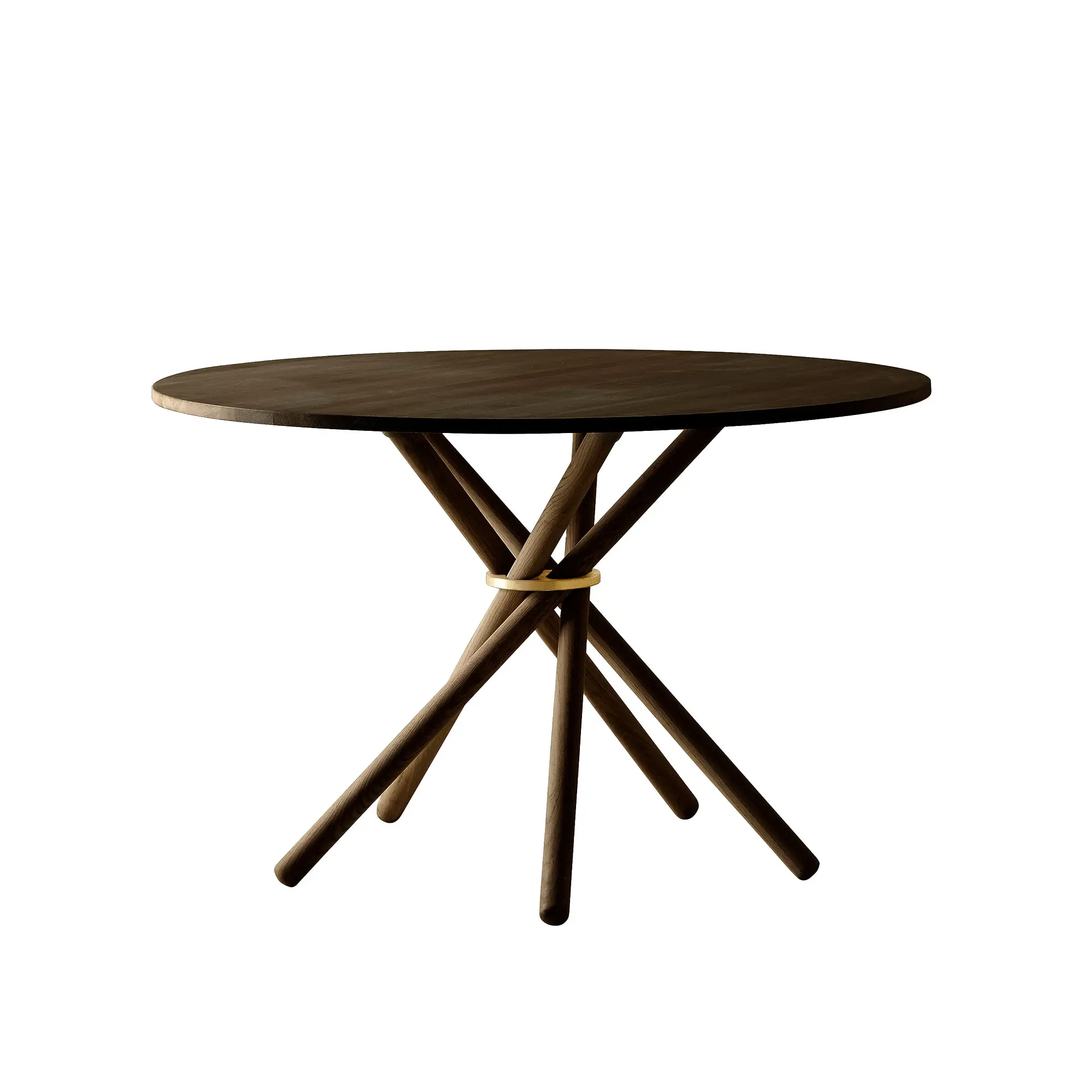 Hector 120 - Dining Table, Linoleum Burgundy / Dark Oak / Brass