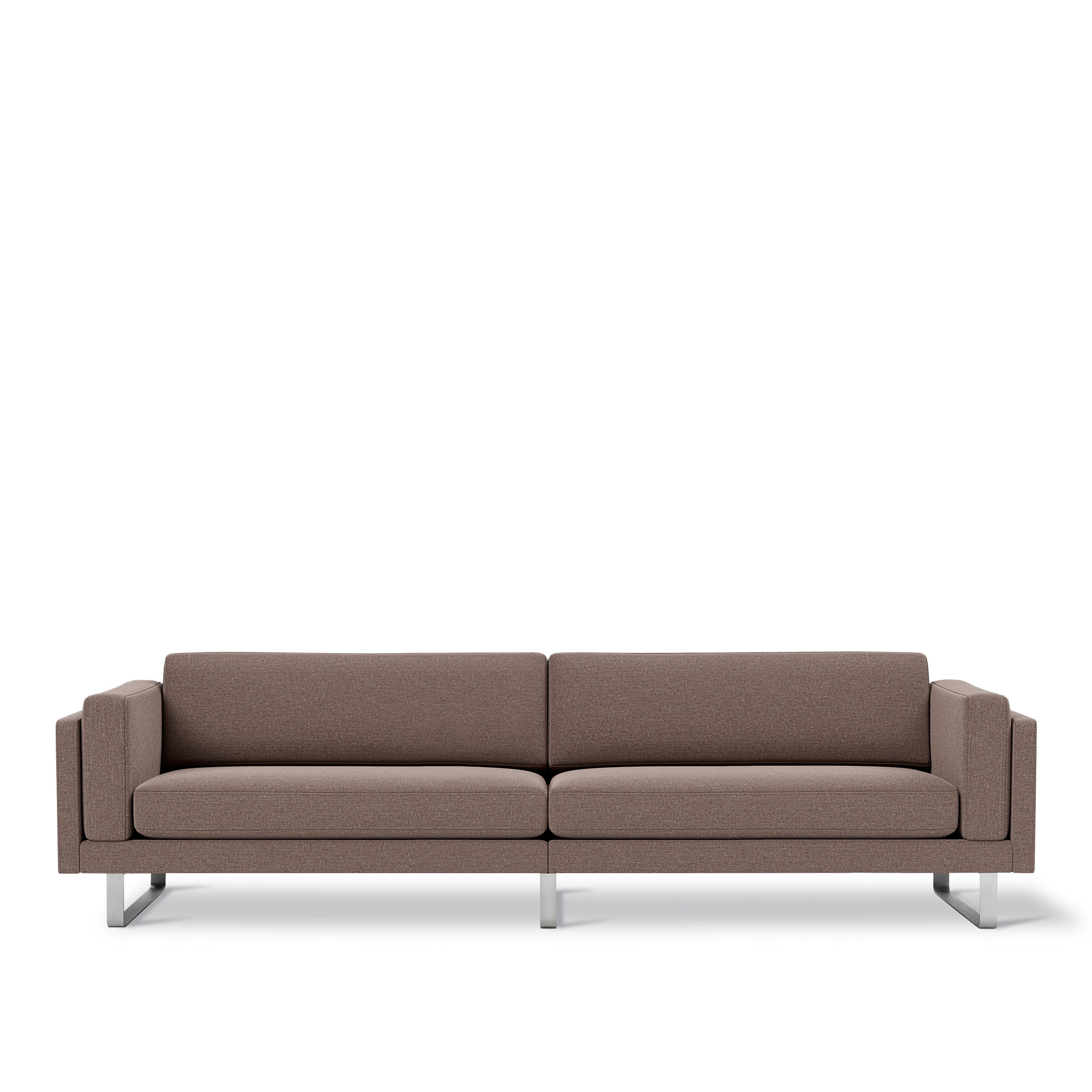 Fredericia Furniture - EJ280 Sofa - 3 seater - 240 cm - Erik 9998 Broken Grey - Down wrap - Brushed chrome - sledge base (High) - Soffor - Erik Jørgensen Studio
