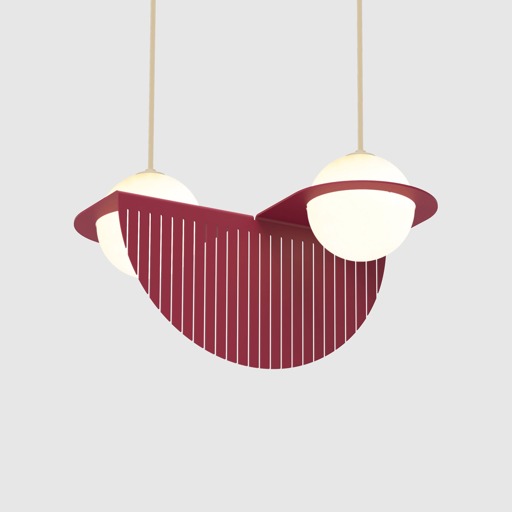 Lambert & Fils - Laurent 09, Angle, Burgundy frame, Sand wires, Black canopy - Pendellampor - Lila