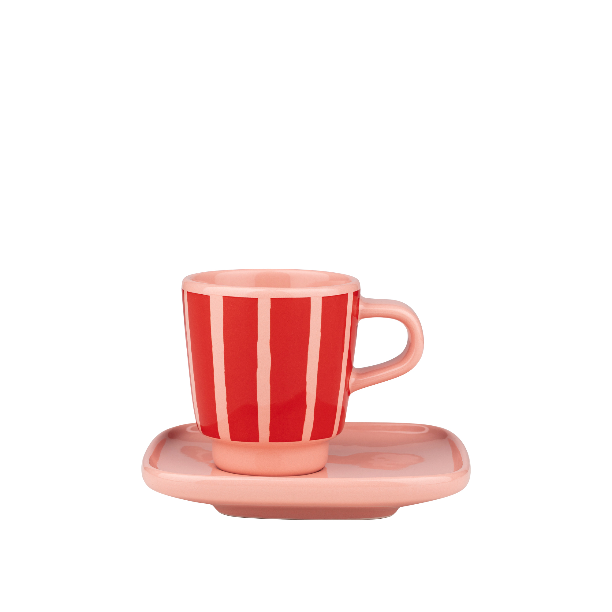 Marimekko - Piccolo Espresso Cup & Saucer &ndash;&nbsp;Orange red - Espressokoppar - Sami Ruotsalainen - Rosa,R&ouml;d