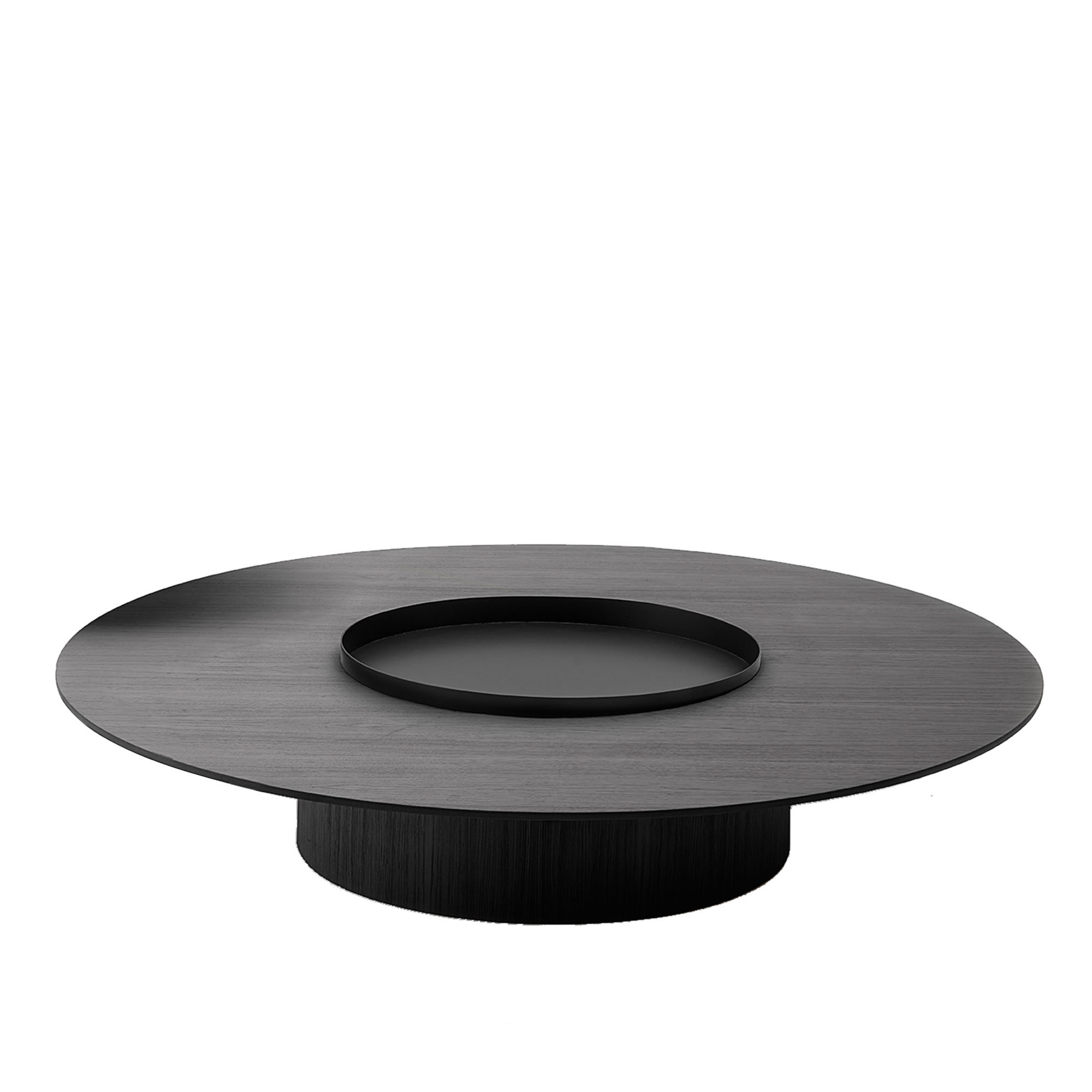 Living Divani - Tethys Table, Glossy Lacquered Red Wine, With closing Tray Ø49 - Sofabord - Gabriele & Oscar Buratti - Rød - MDF/Metall