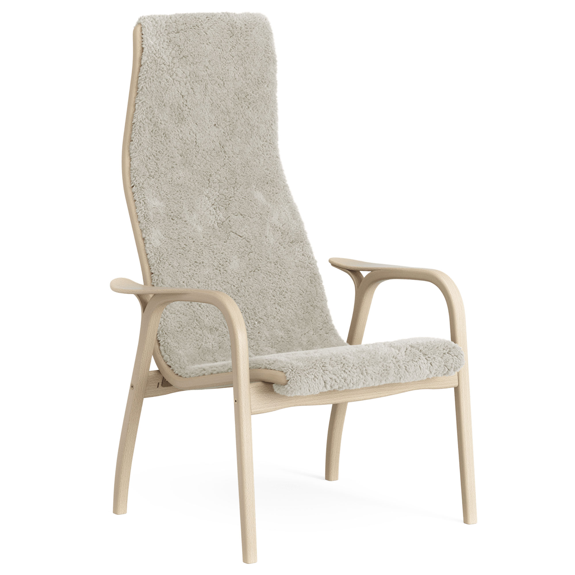 Swedese - Lamino fåtölj naturlackad bok/fårskinn moonlight - Fåtöljer - Yngve Ekström - Beige - Trä/Ull