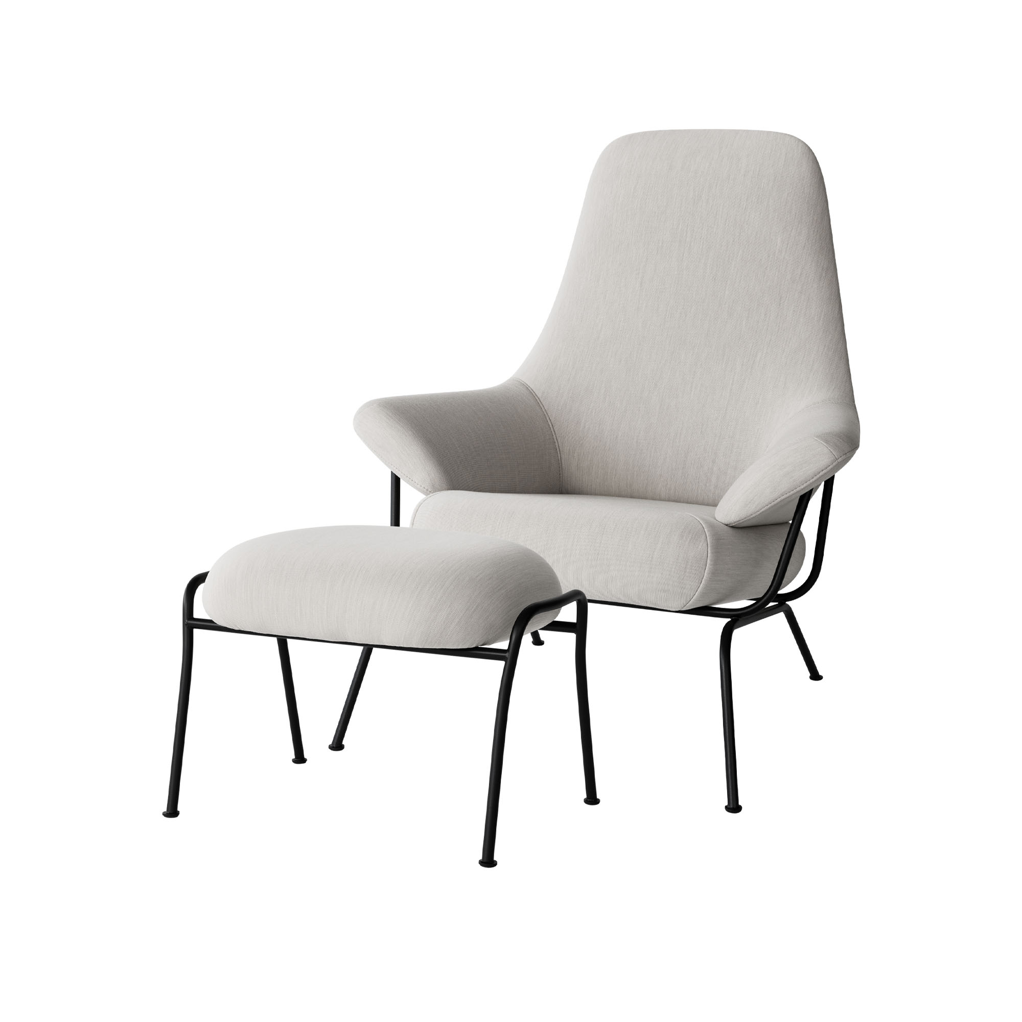 HEM - Hai Lounge Chair + Ottoman - Shell - Fåtöljer - Luca Nichetto - Grå - Metall/Syntetiskt/Skum/Plast/Ull