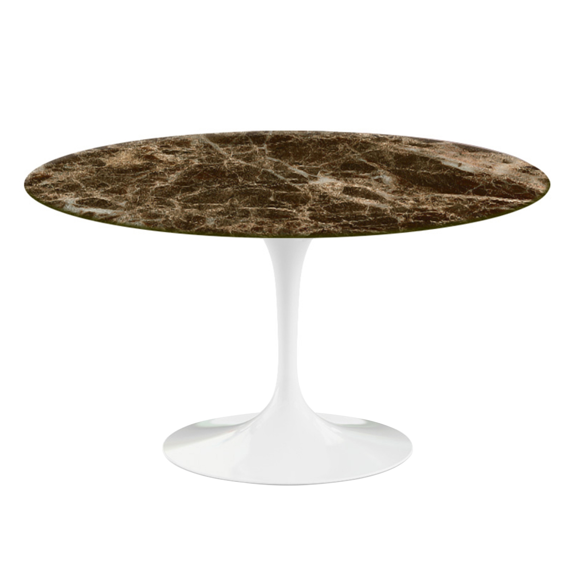 Knoll - Saarinen Round Table - Matbord, Ø 137 cm, Vitt underrede, skiva i glansig brun Emperador marmor - Matbord - Eero Saarinen | Möbler - Bord - Matbord | Möbelexperten