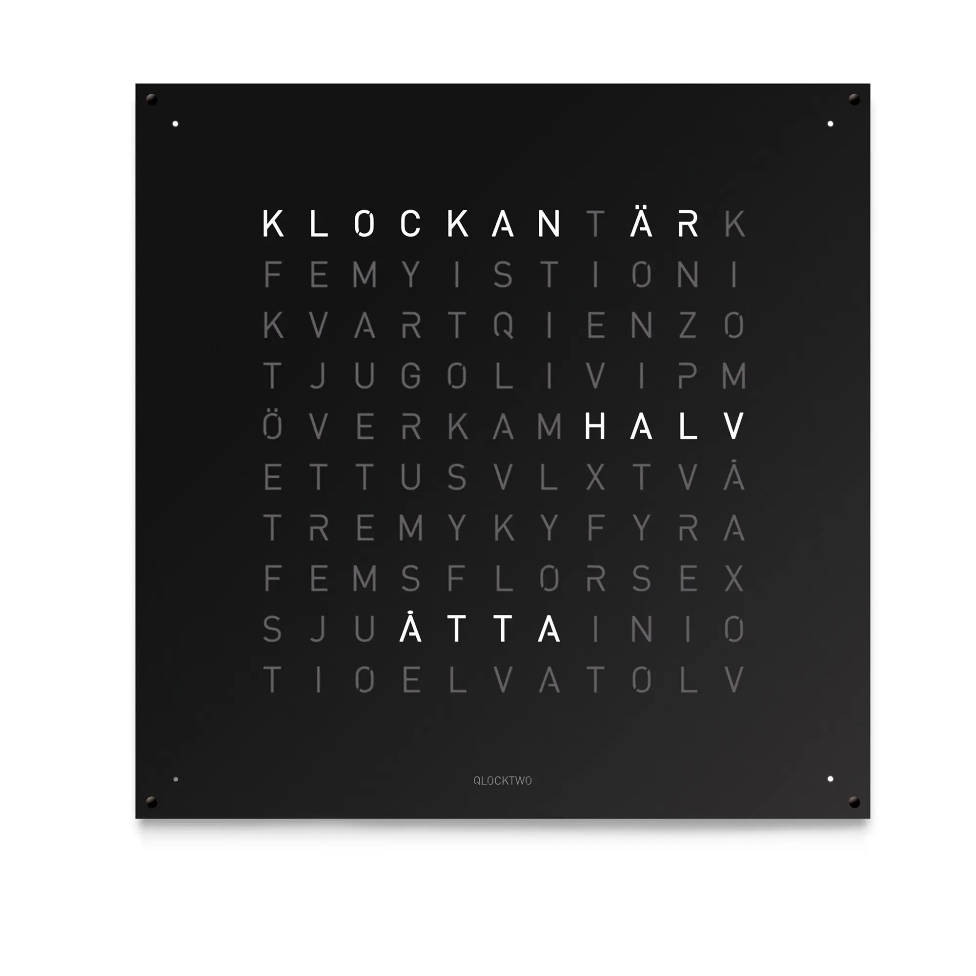 Qlocktwo Earth 90 Stainless Steel - Black Pepper