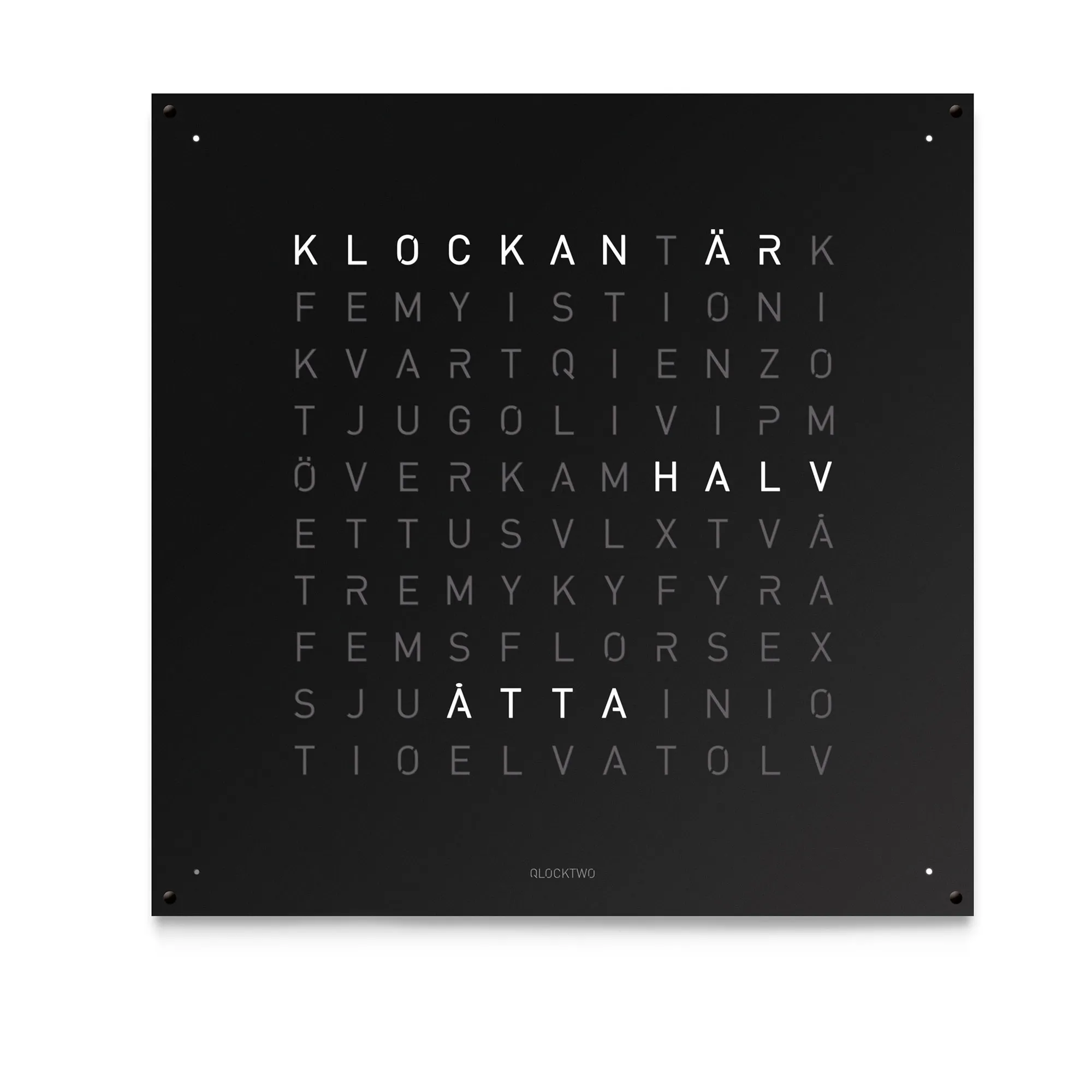 Qlocktwo Earth 90 Stainless Steel - Black Pepper