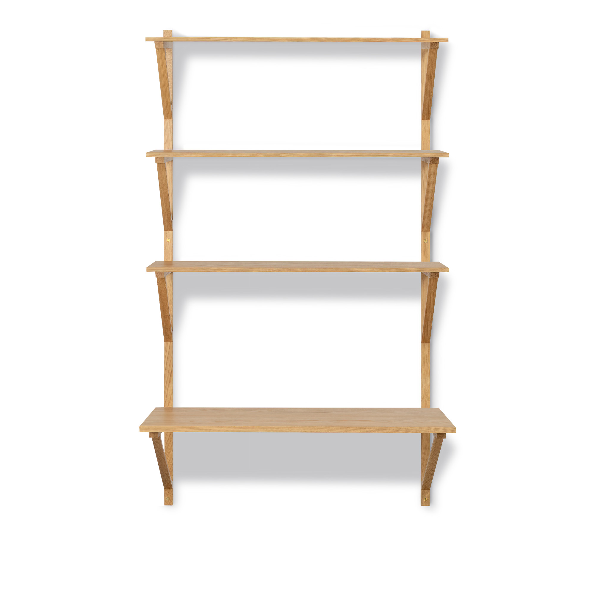 Fredericia Furniture - BM29 Shelf - 1 compartment - 3 shelves and desk shelf - DxWxH: 43x78x134 cm - Oak lacquer - Vägghyllor - Børge Mogensen - Träfärgad - Trä