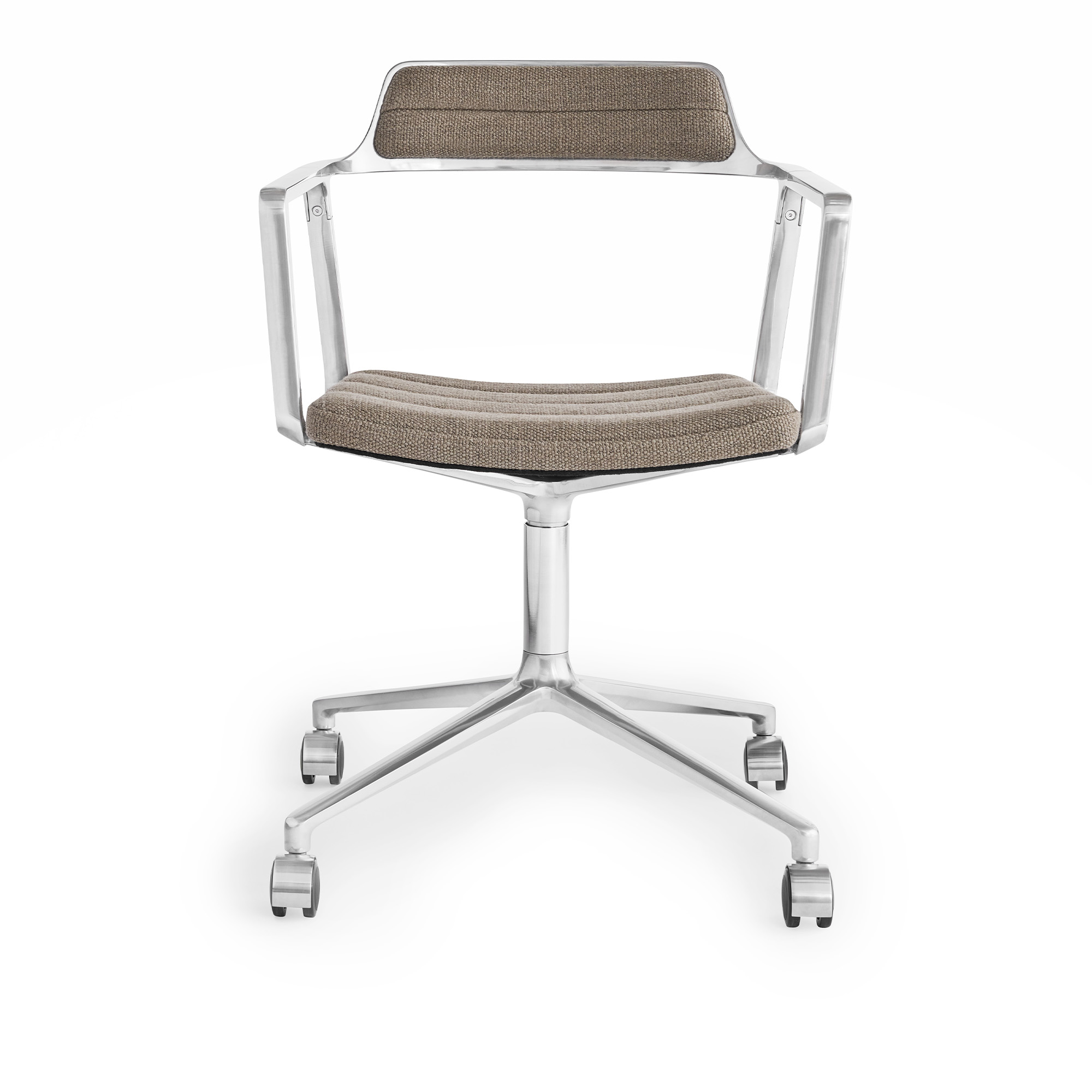 vipp - vipp452 kontorstol hjul polerad ram dark sand textile - kontorsstolar - beige