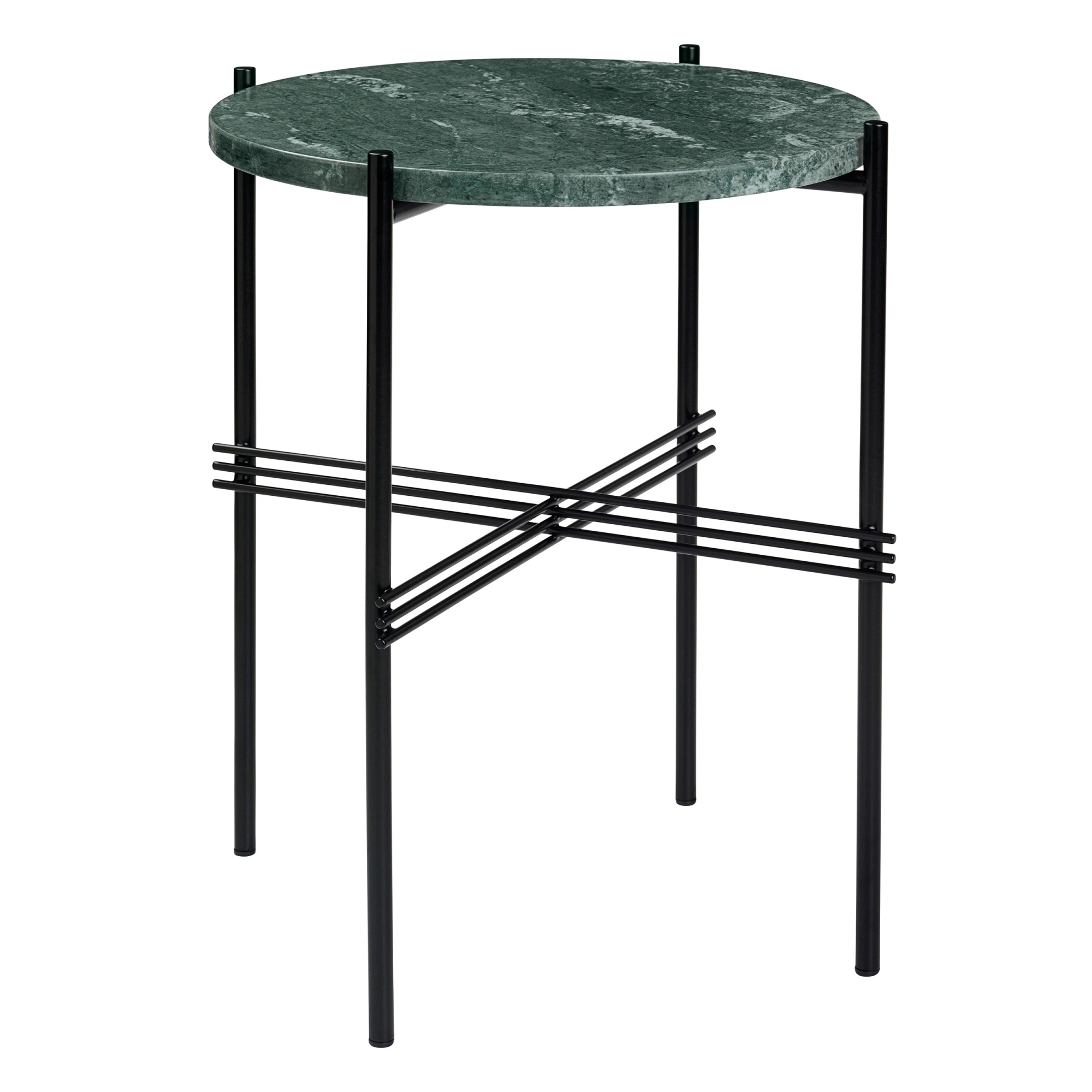Gubi - TS Soffbord Ø 40 H. 51, Top: Verde Guatemala Marble, Base: Black - Soffbord - GamFratesi - Grön - Metall/Sten