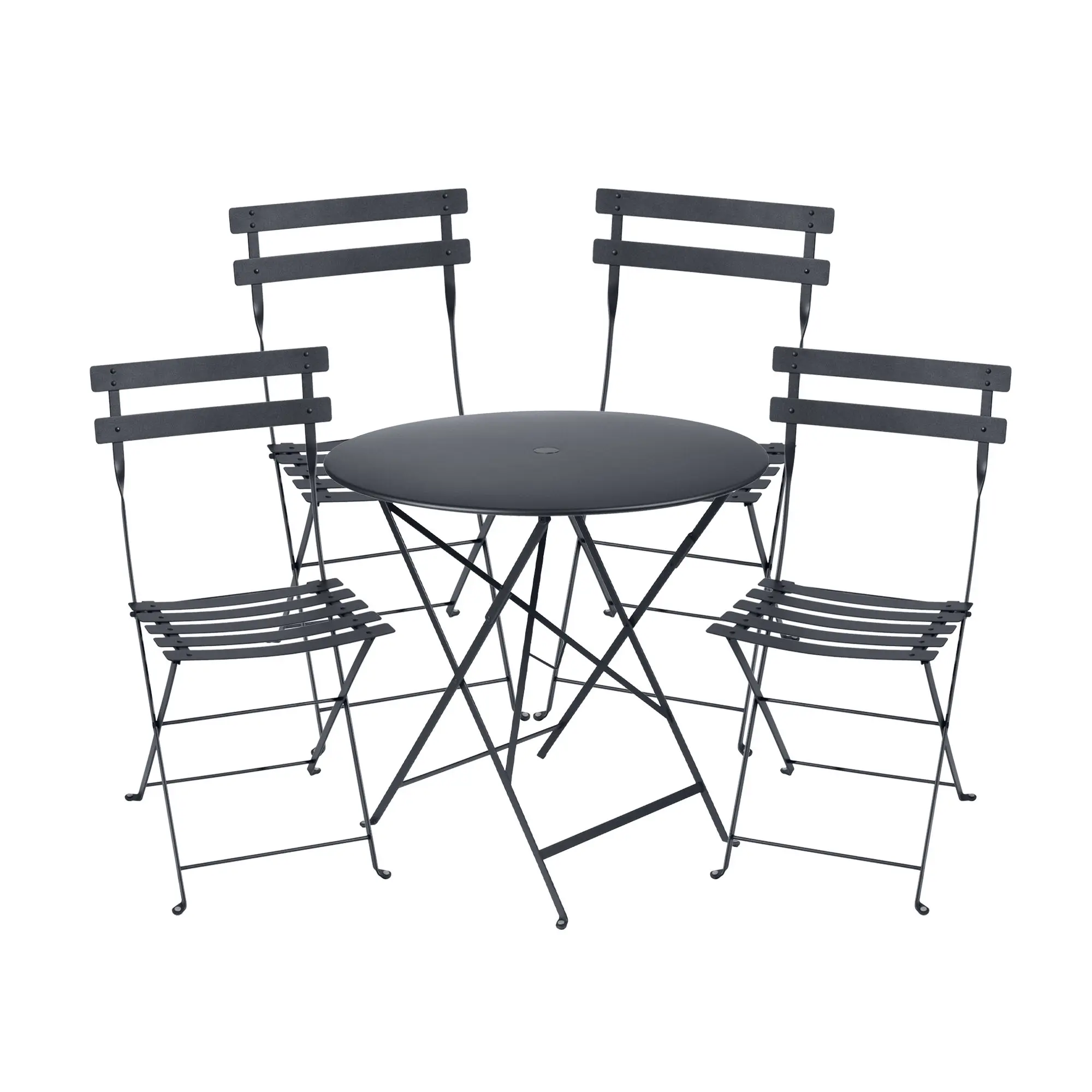 Bistro spisegruppe bord 77cm & 4 metall stoler