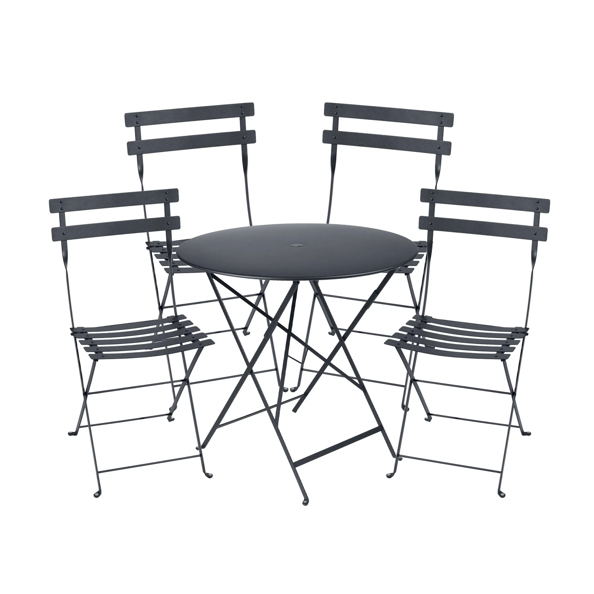 Bistro matgrupp bord 77cm & 4 metall stolar