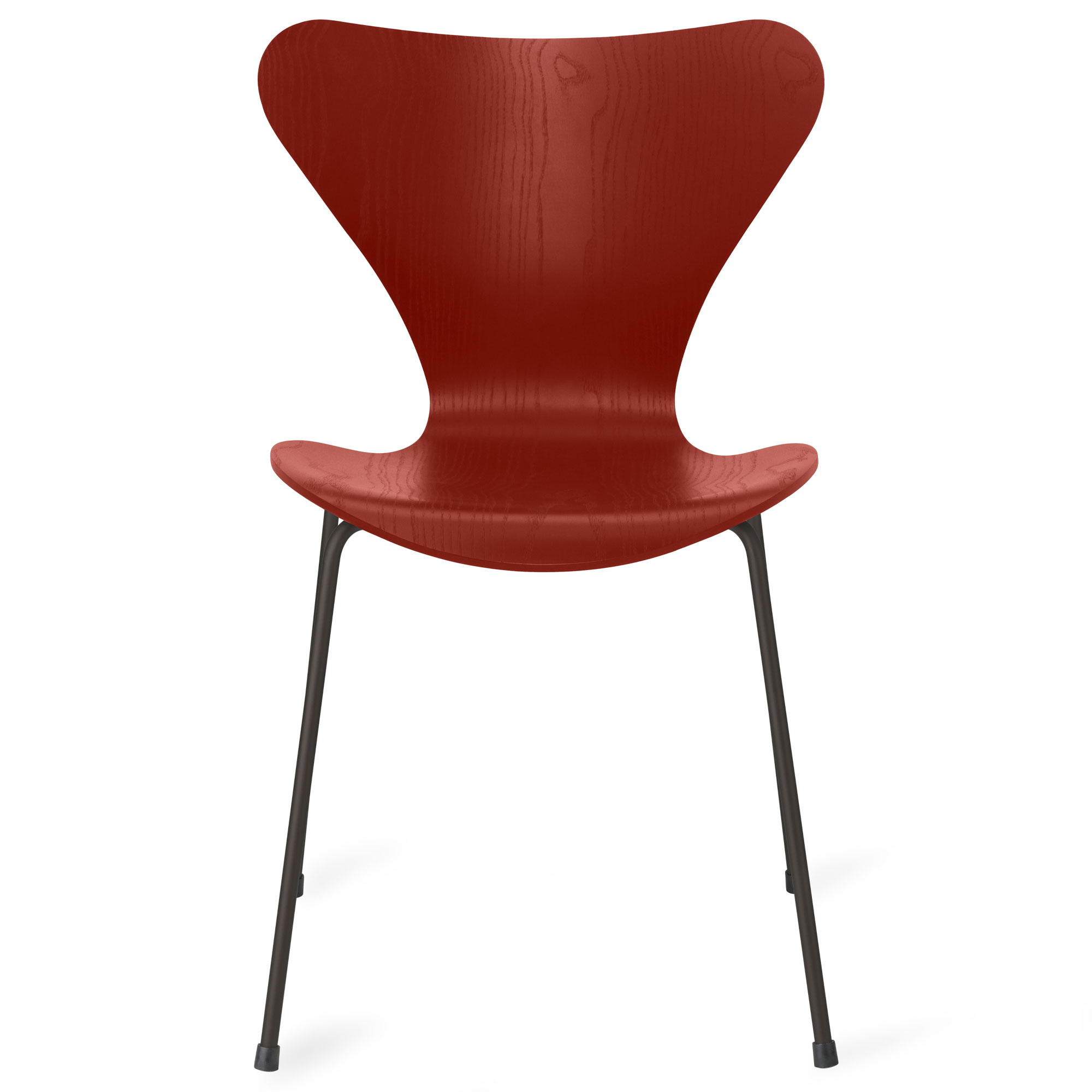 Fritz Hansen - Sjuan 3107 stol f&auml;rgad askfan&eacute;r warm graphite / venetian red - Matstolar - Arne Jacobsen - R&ouml;d - Metall/Tr&auml;