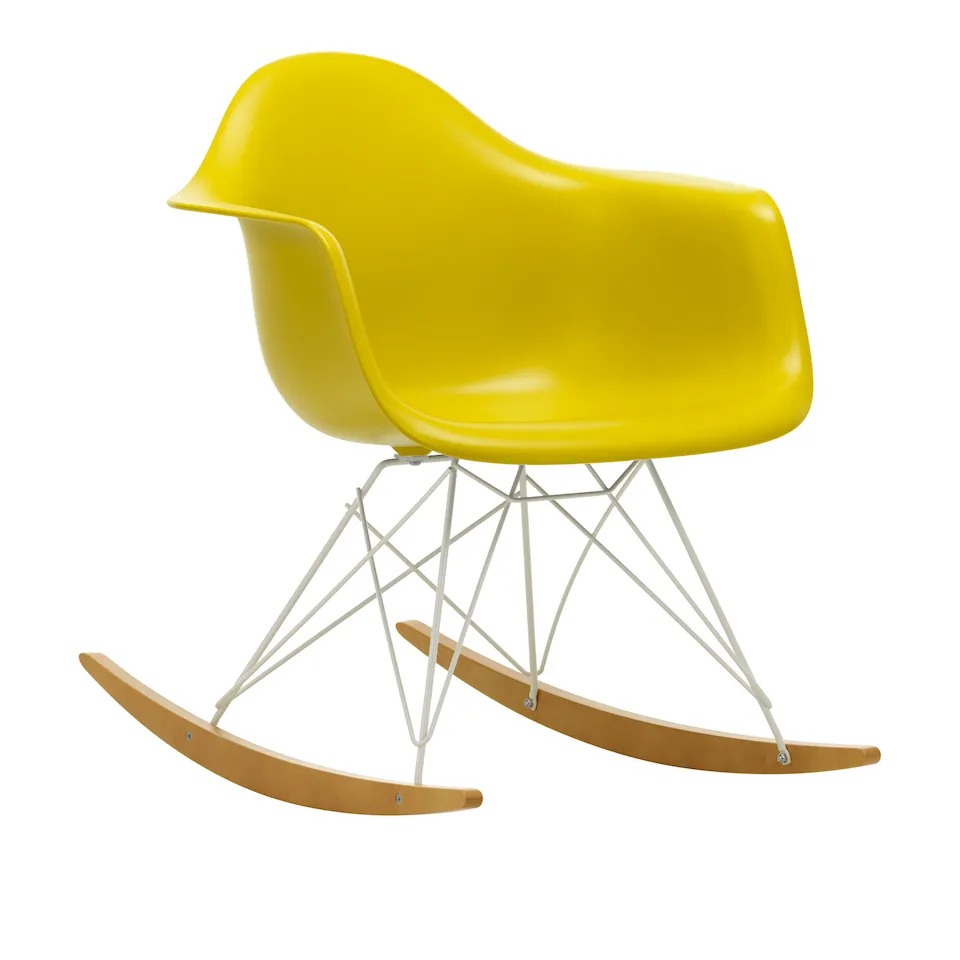 Eames RE Plastic Armchair RAR gungstol White/Golden Maple
