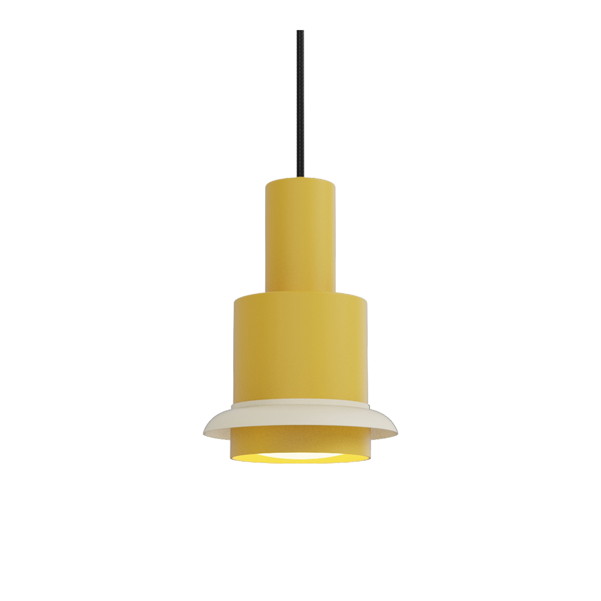 DCWéditions - Chaumont 190 Pendant lamp Ø19 cm H28 cm – Yellow & White - Pendellampor - Marc Held - Vit,Gul | Belysning - Taklampor - Pendellampor | Möbelexperten
