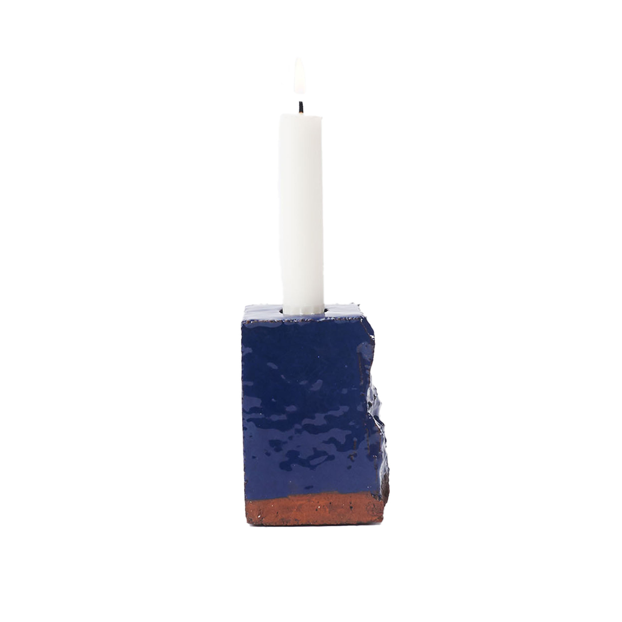 Niko June - A Single Brick Candle S Dark Blue - Ljusstakar & ljuslyktor - Niko Juno - Blå