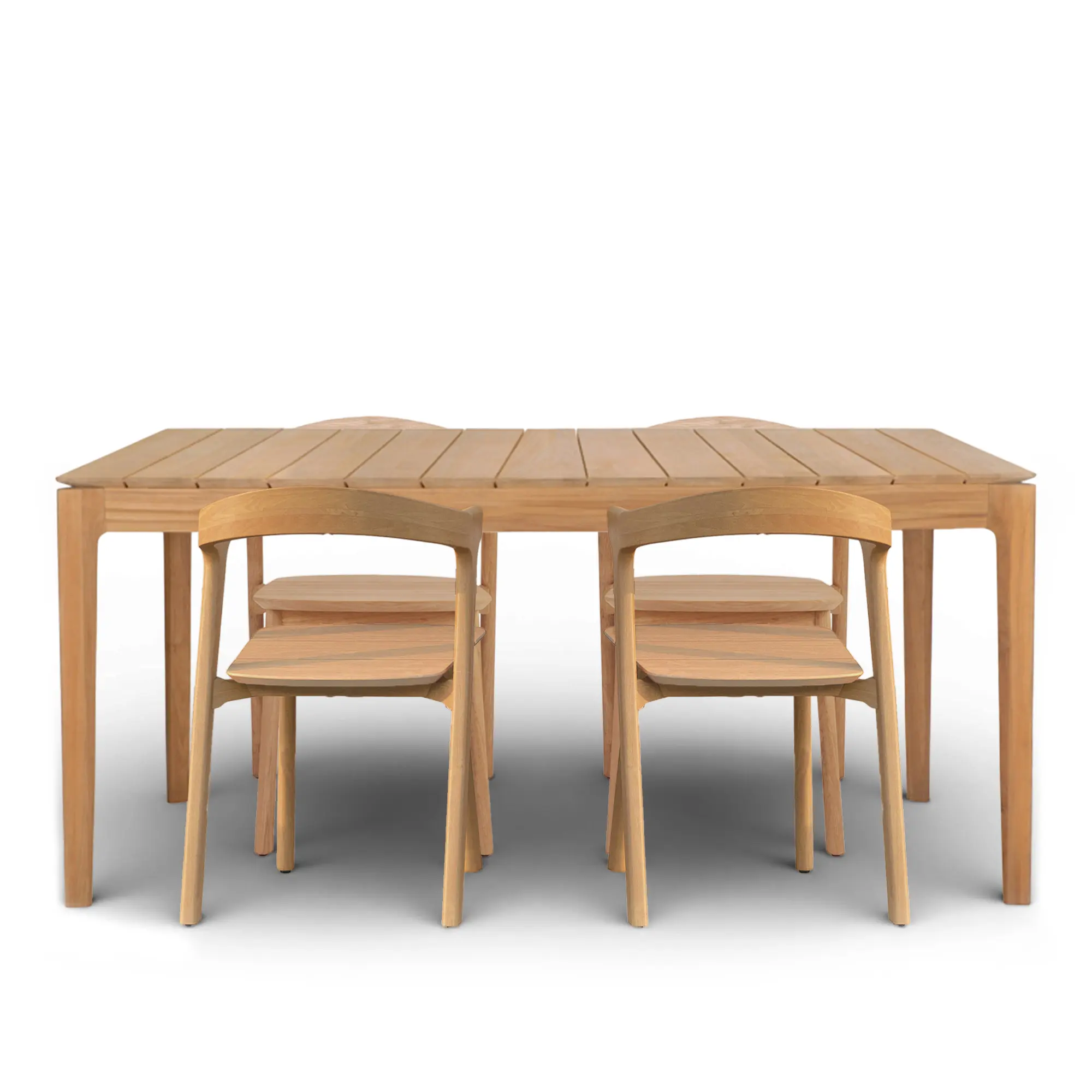 Bok matgrupp med bord 162 x 80 cm & 4 st stolar – Teak
