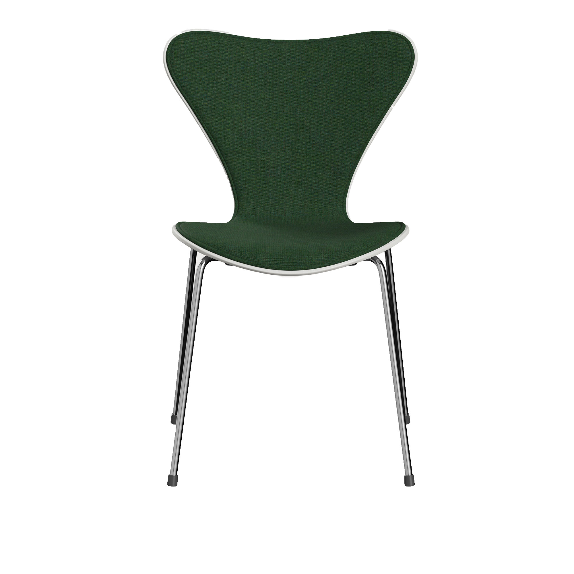 Fritz Hansen - 3107 Sjuan - Framsidesklädd, White, Tyg, Remix 982 - Matstolar - designer_arne_jacobsen - Grön - Metall/Trä/Textilmaterial