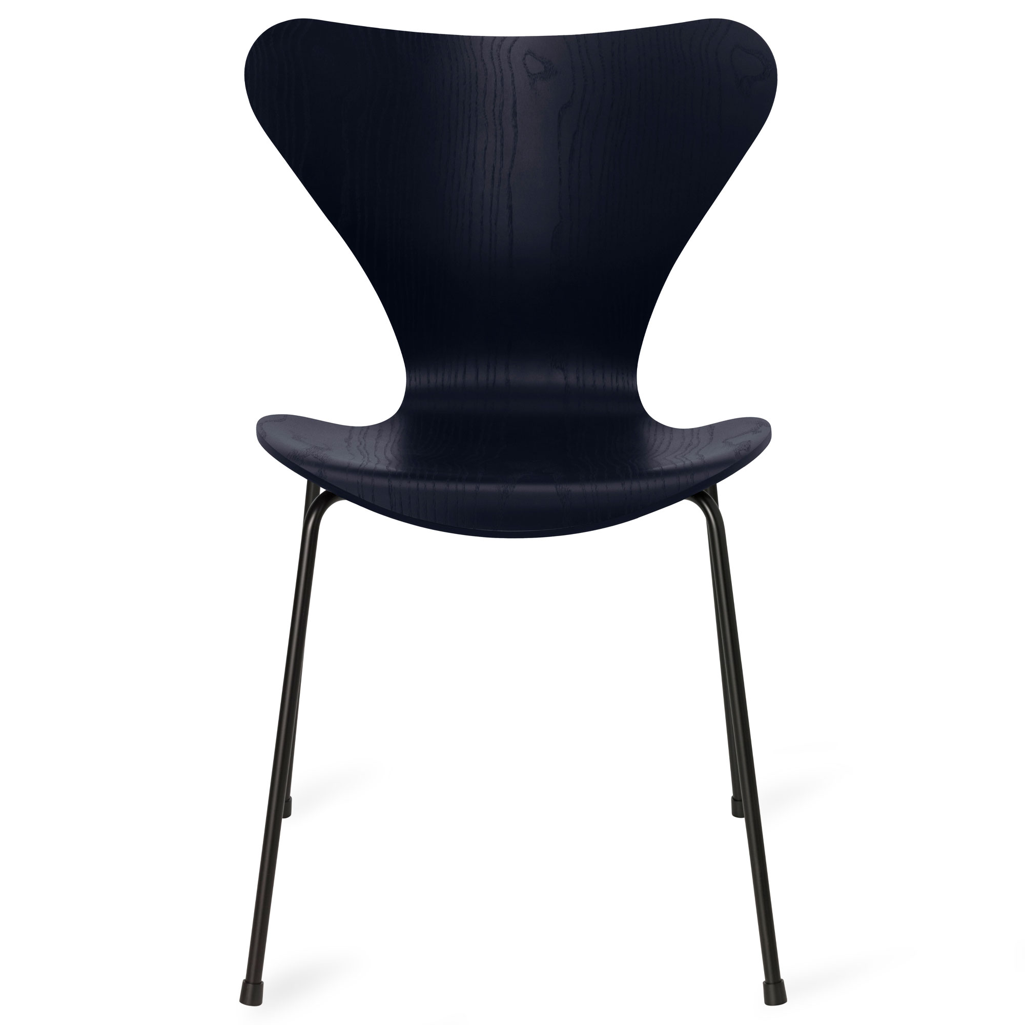 Fritz Hansen - Sjuan 3107 stol färgad askfanér black / midnight blue - Matstolar - Arne Jacobsen - Blå - Metall/Trä