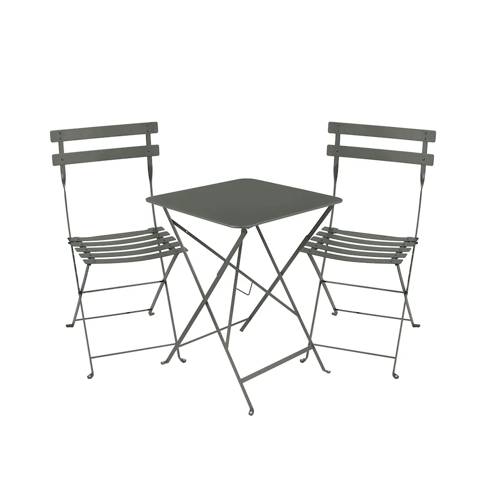 Bistro matgrupp bord 57cm & 2 metall stolar