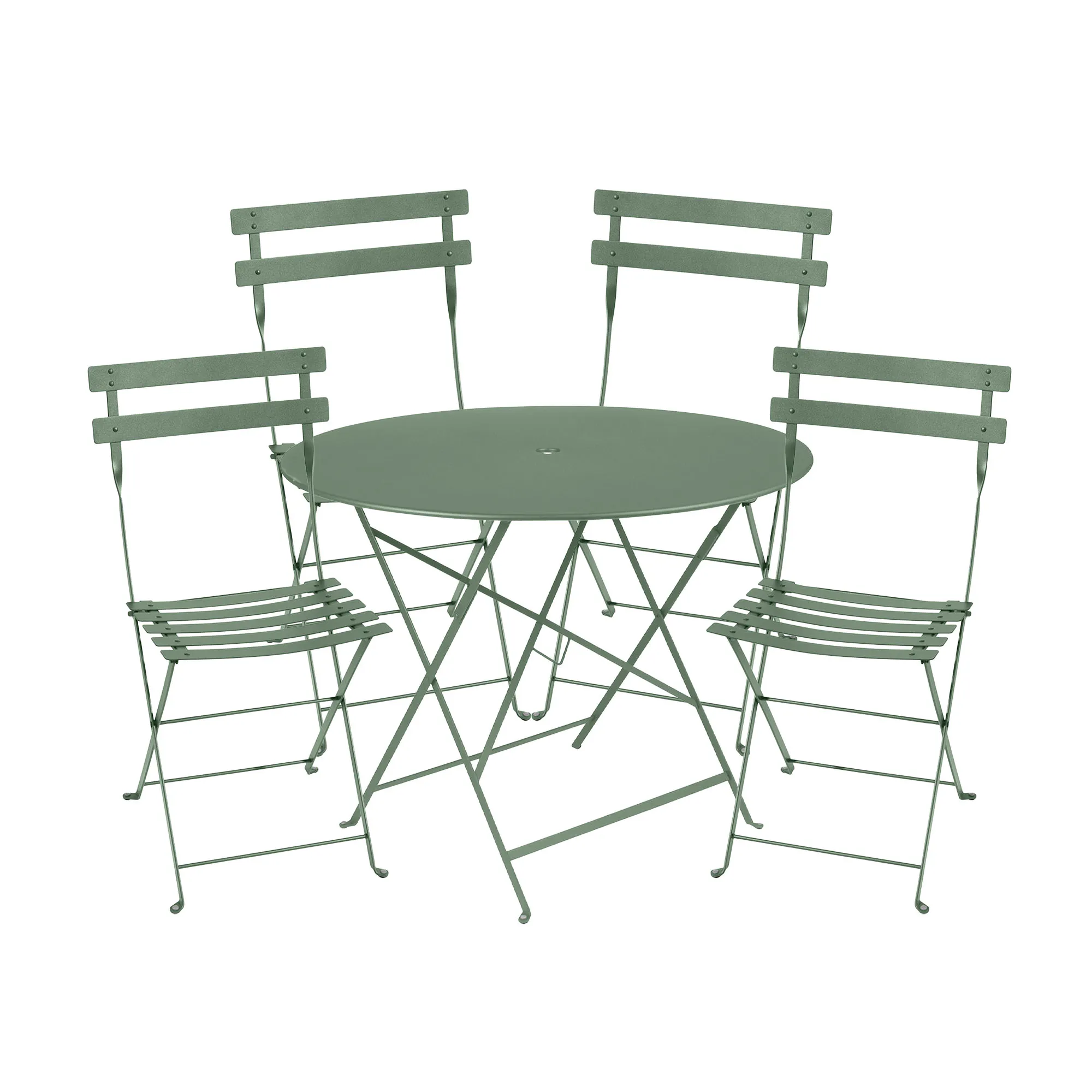 Bistro matgrupp Ø96cm & 4 metall stolar
