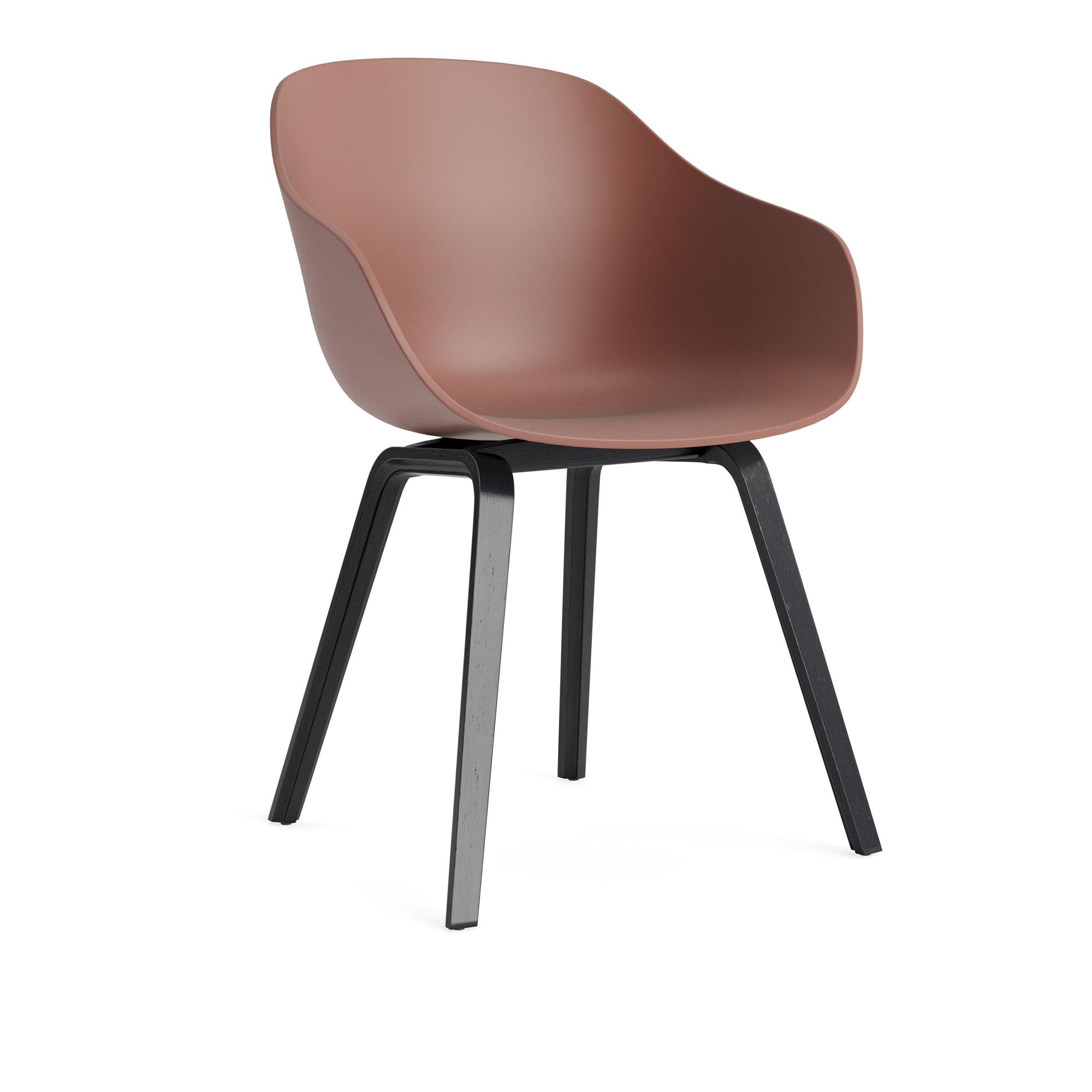 HAY - AAC222 Chair Black WB Lacq Oak Base Soft Brick 2.0 Shell - Matstolar - Hee Welling - Röd - Trä/Plast