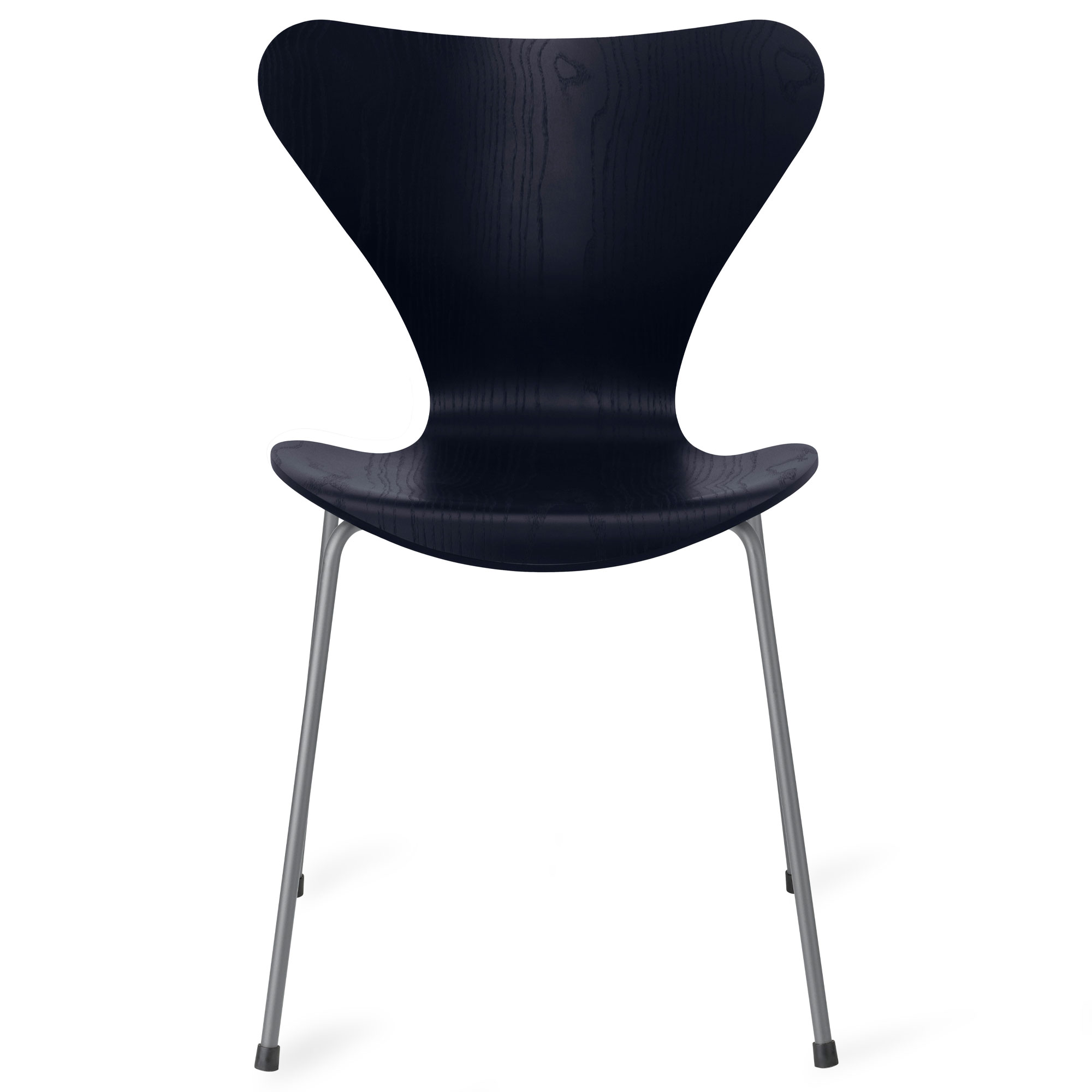 Fritz Hansen - Sjuan 3107 stol f&auml;rgad askfan&eacute;r silver grey / midnight blue - Matstolar - Arne Jacobsen - Bl&aring; - Metall/Tr&auml;