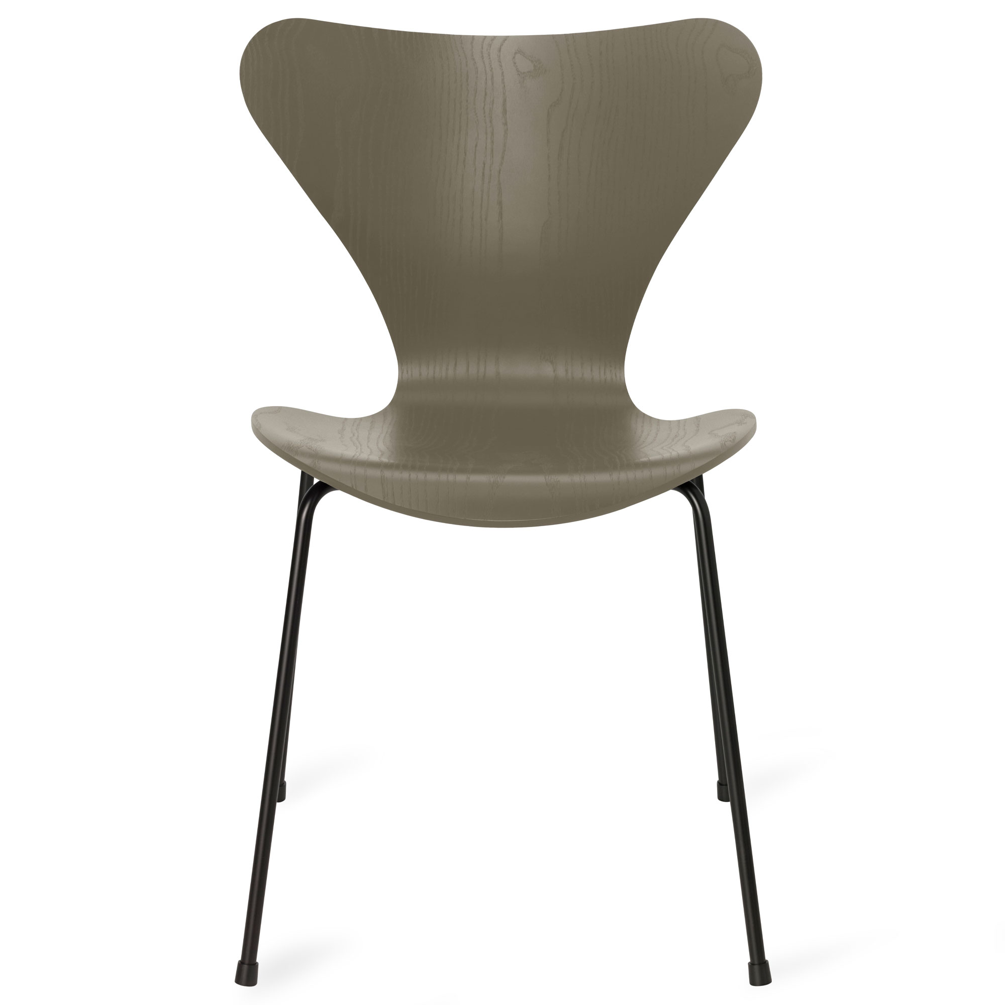 Fritz Hansen - Sjuan 3107 stol färgad askfanér black / olive green - Matstolar - Arne Jacobsen - Grön - Metall/Trä | Möbler - Stolar Och Pallar - Matstolar | Möbelexperten