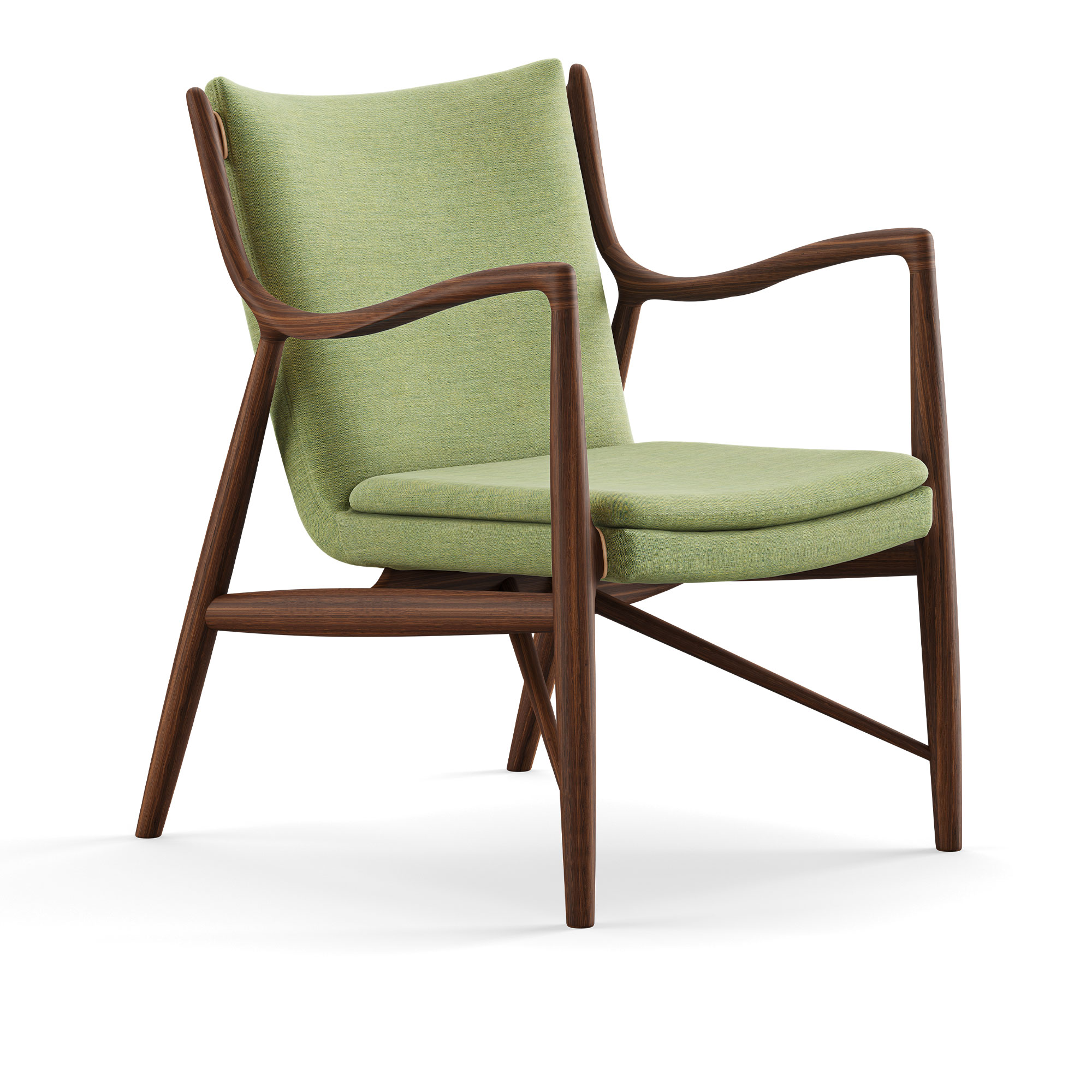 House of Finn Juhl - 45 fåtölj, Walnut, Cat. 1 Remix 933 - Fåtöljer - Finn Juhl - Grön,Träfärgad - Trä/Textilmaterial