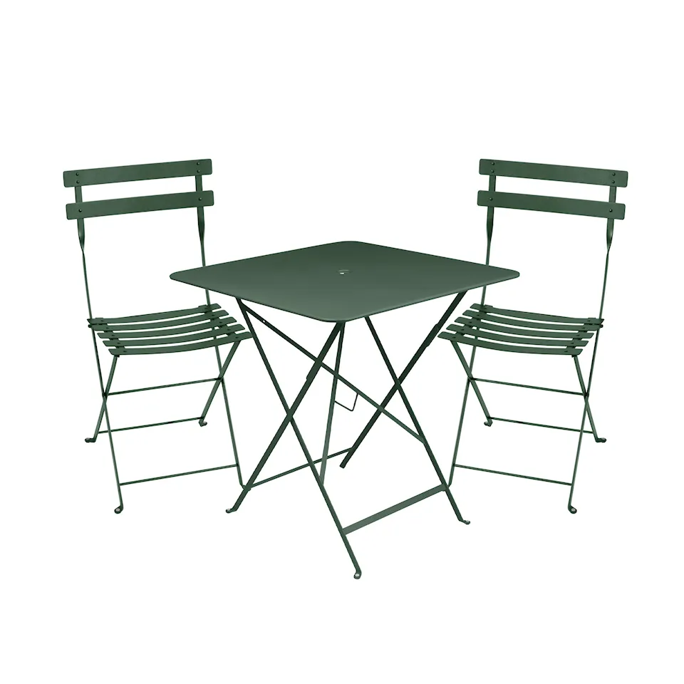 Bistro matgrupp bord 71cm & 2 metall stolar