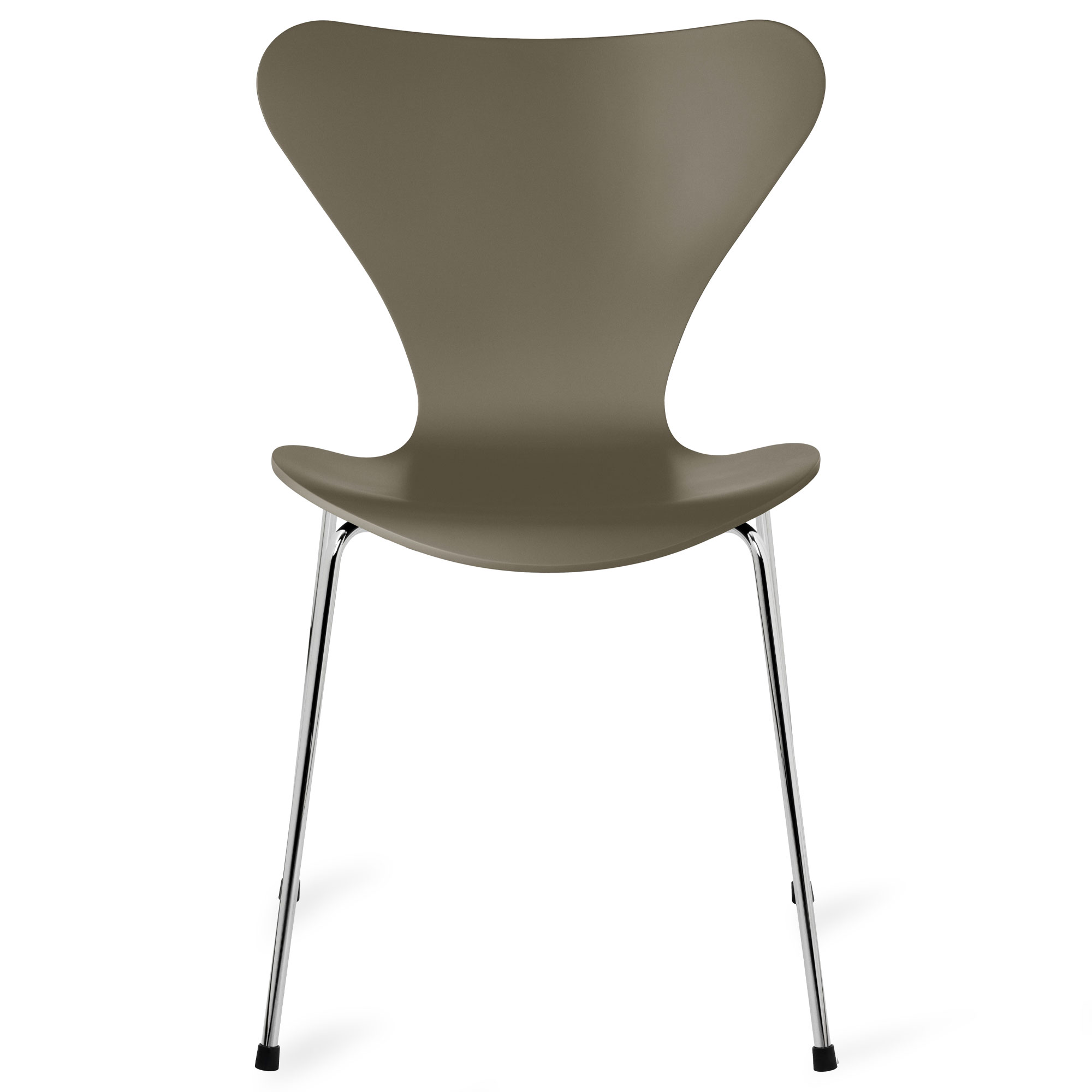 Fritz Hansen - Sjuan 3107 stol lackerad bokfanér chrome / olive green - Matstolar - Arne Jacobsen - Grön - Metall/Trä | Möbler - Stolar Och Pallar - Matstolar | Möbelexperten