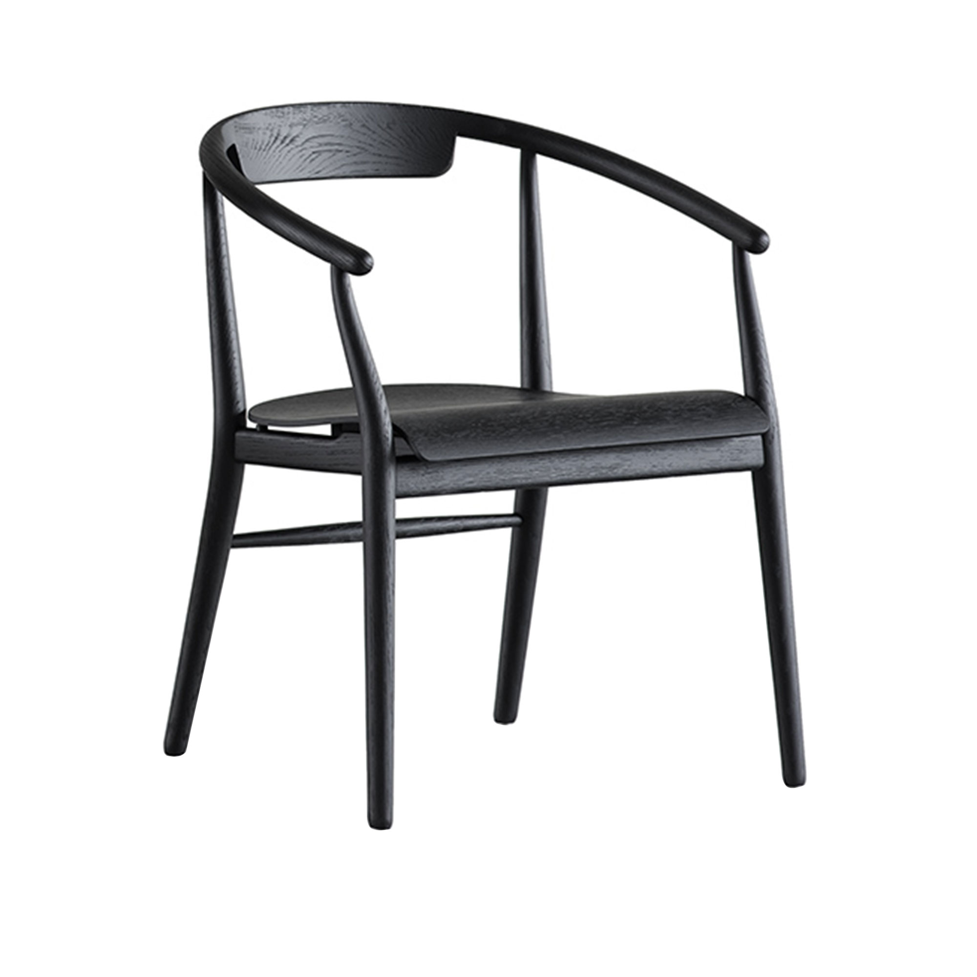 B&B Italia - Jens Wood Chair With Armrests, Br 61, Brushed Black Oak - Spisestoler - Antonio Citterio - Svart - Tre