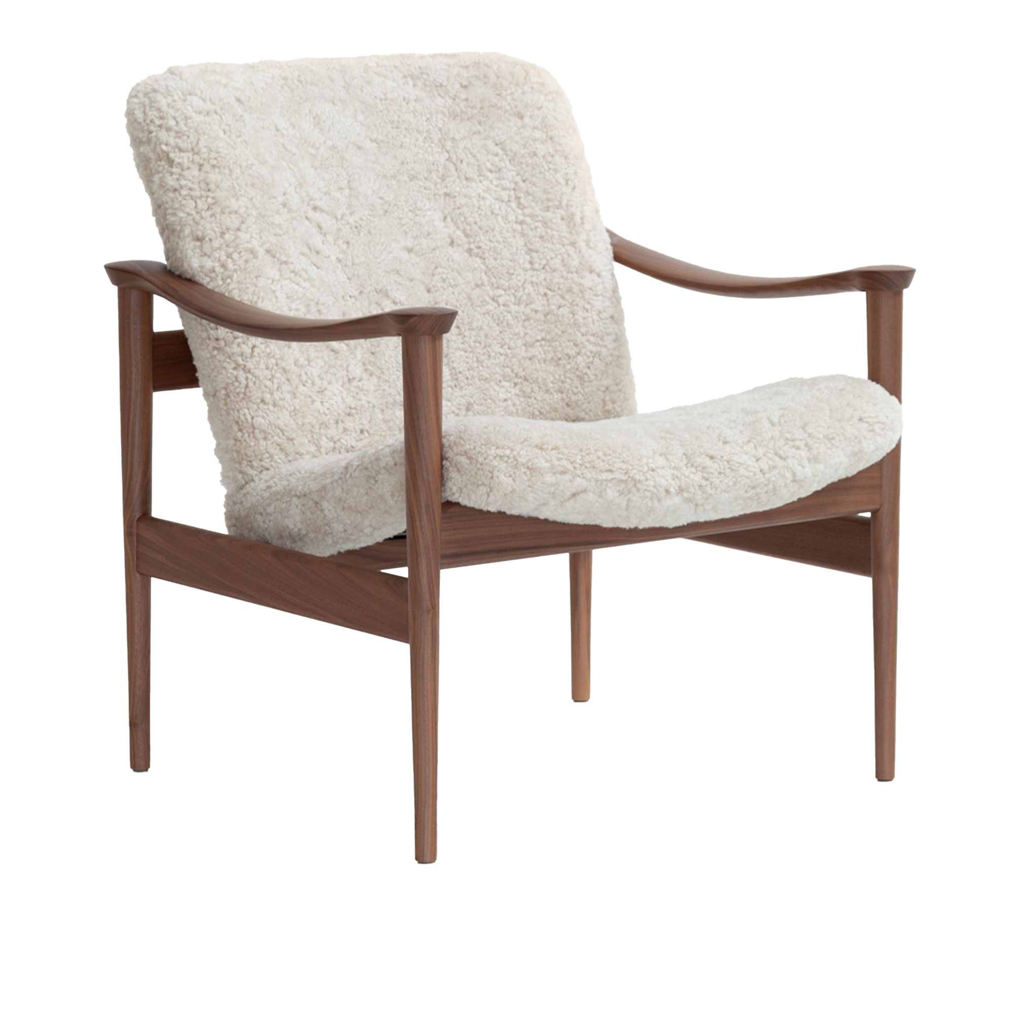 lk hjelle - modell 711 natural oiled walnut sheepskin moonlight - fåtöljer - fredrik andreas kayser - trä