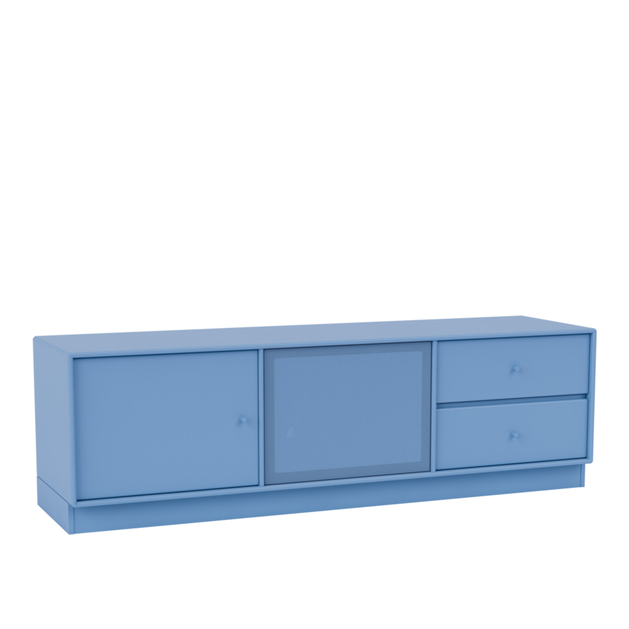 montana - octave vi tv bench 154-azure 07 plinth 7 cm - tv-bänkar - peter j. lassen - blå - trä