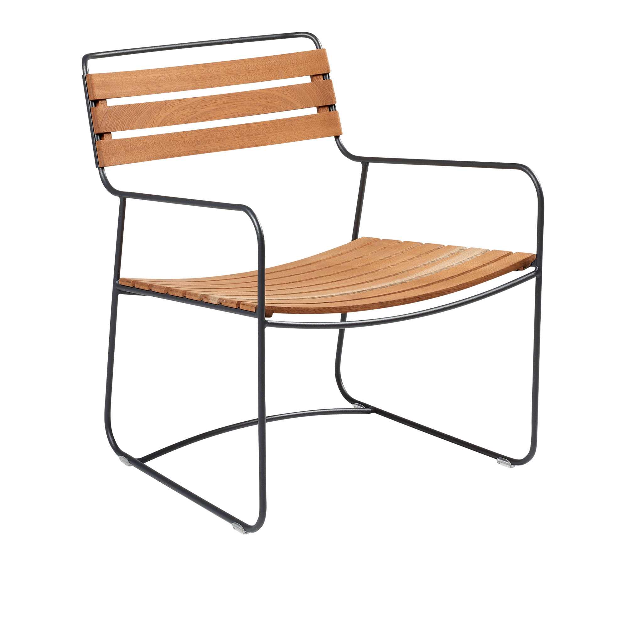Fermob - Surprising Teak Low Armchair Anthracite - Fåtöljer utomhus - Harald Guggenbichler - Grå - Metall/Trä | Utemöbler - Loungemöbler - Fåtöljer Utomhus | Möbelexperten