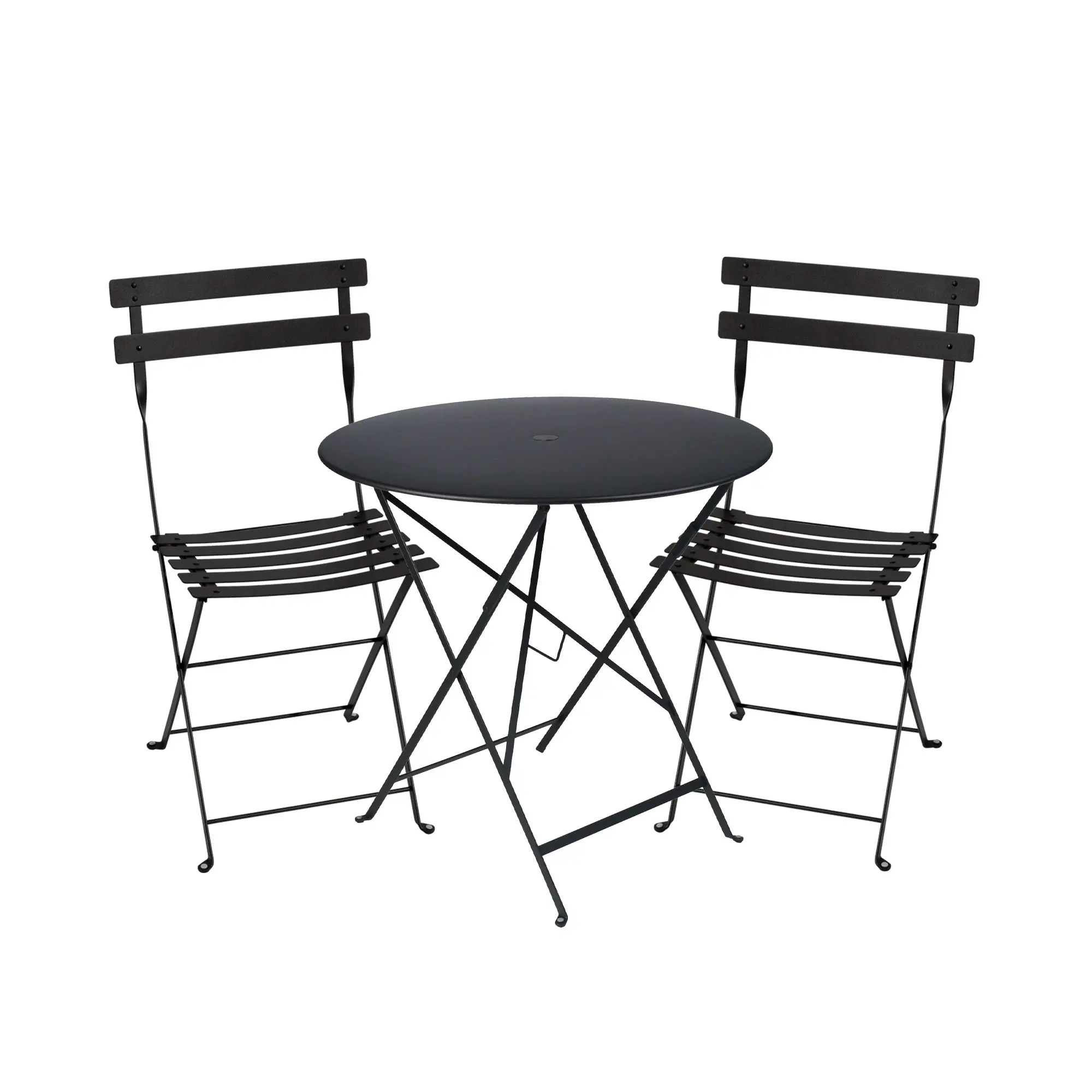Bistro matgrupp bord 77cm & 2 metall stolar