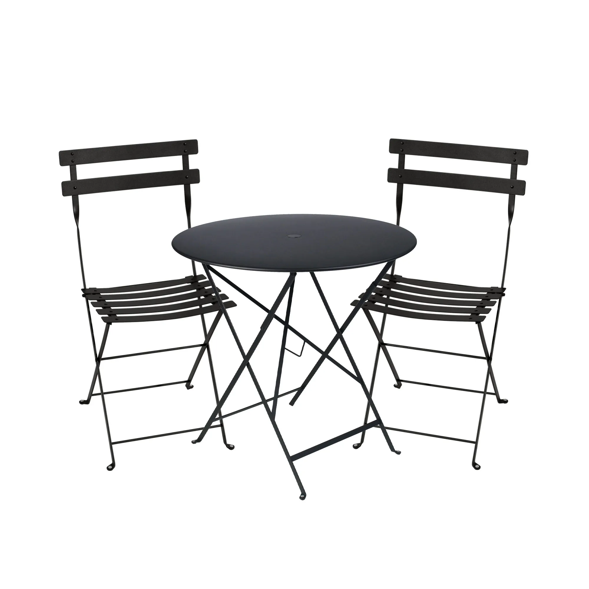 Bistro matgrupp bord 77cm & 2 metall stolar