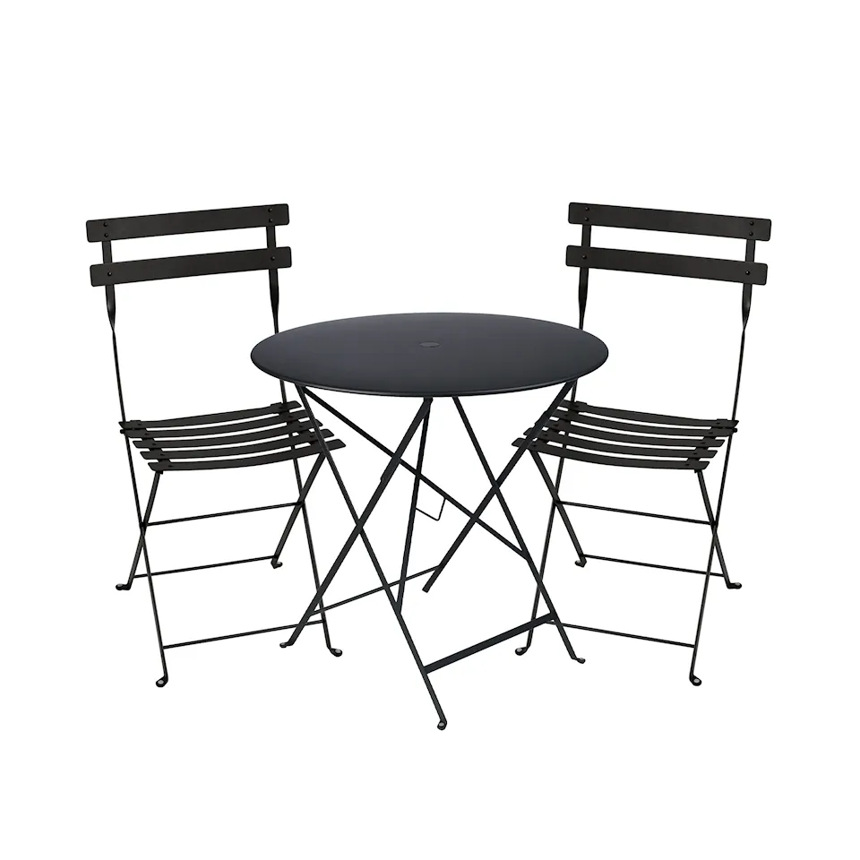 Bistro matgrupp bord 77cm & 2 metall stolar