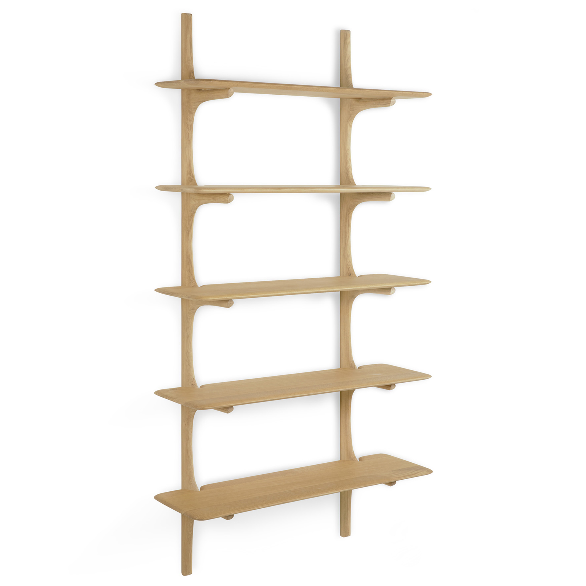 Ethnicraft - PI Wall Shelf - Oak - 5 Shelves - V&auml;gghyllor - Alain Van Havre - Tr&auml;f&auml;rgad - Tr&auml;