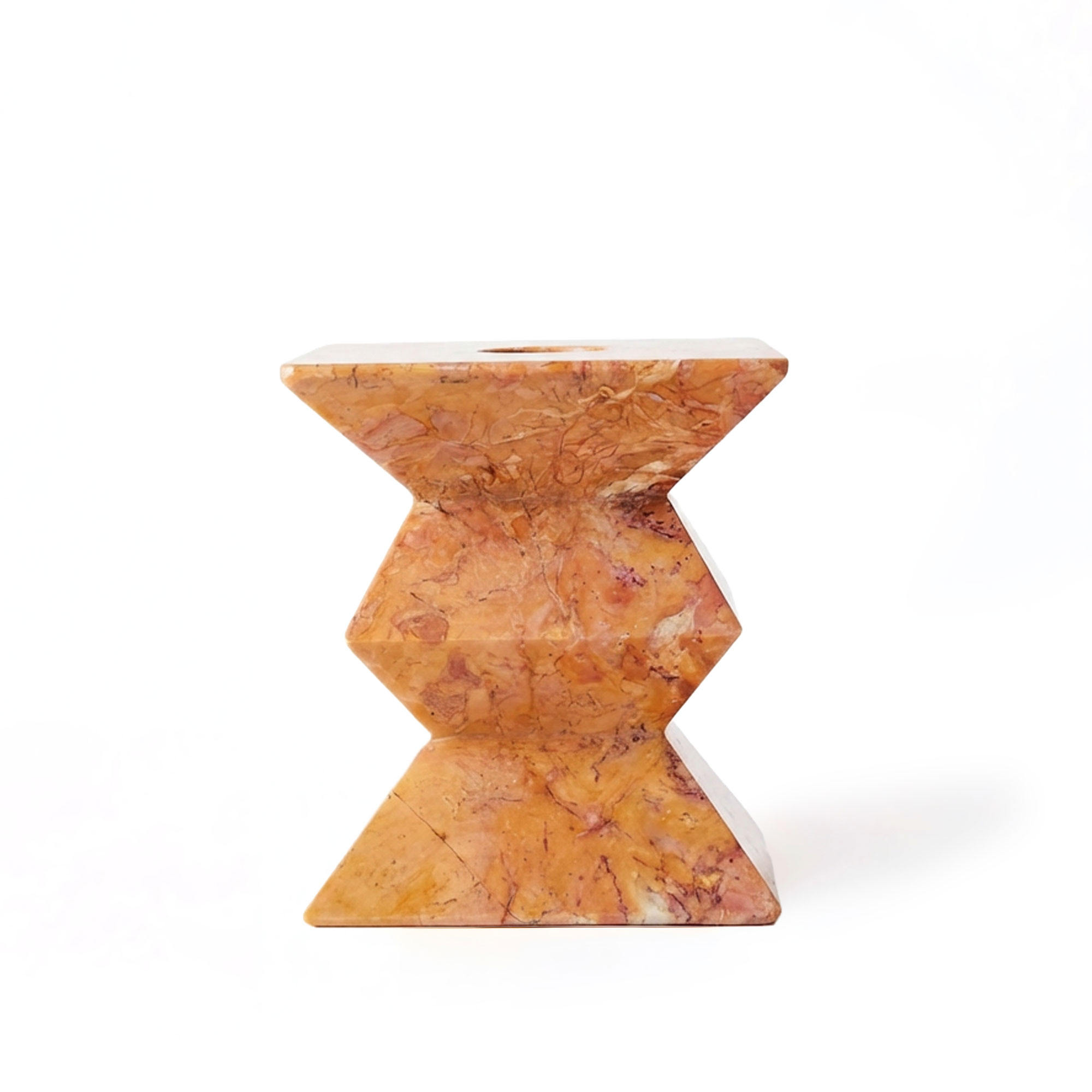 Dusty Deco - Totem Candle Holder Red Marble Low - Ljusstakar - Edin & Lina Kjellvertz - Beige - Sten | Inredning - Ljusstakar Och Ljuslyktor - Ljusstakar | Möbelexperten
