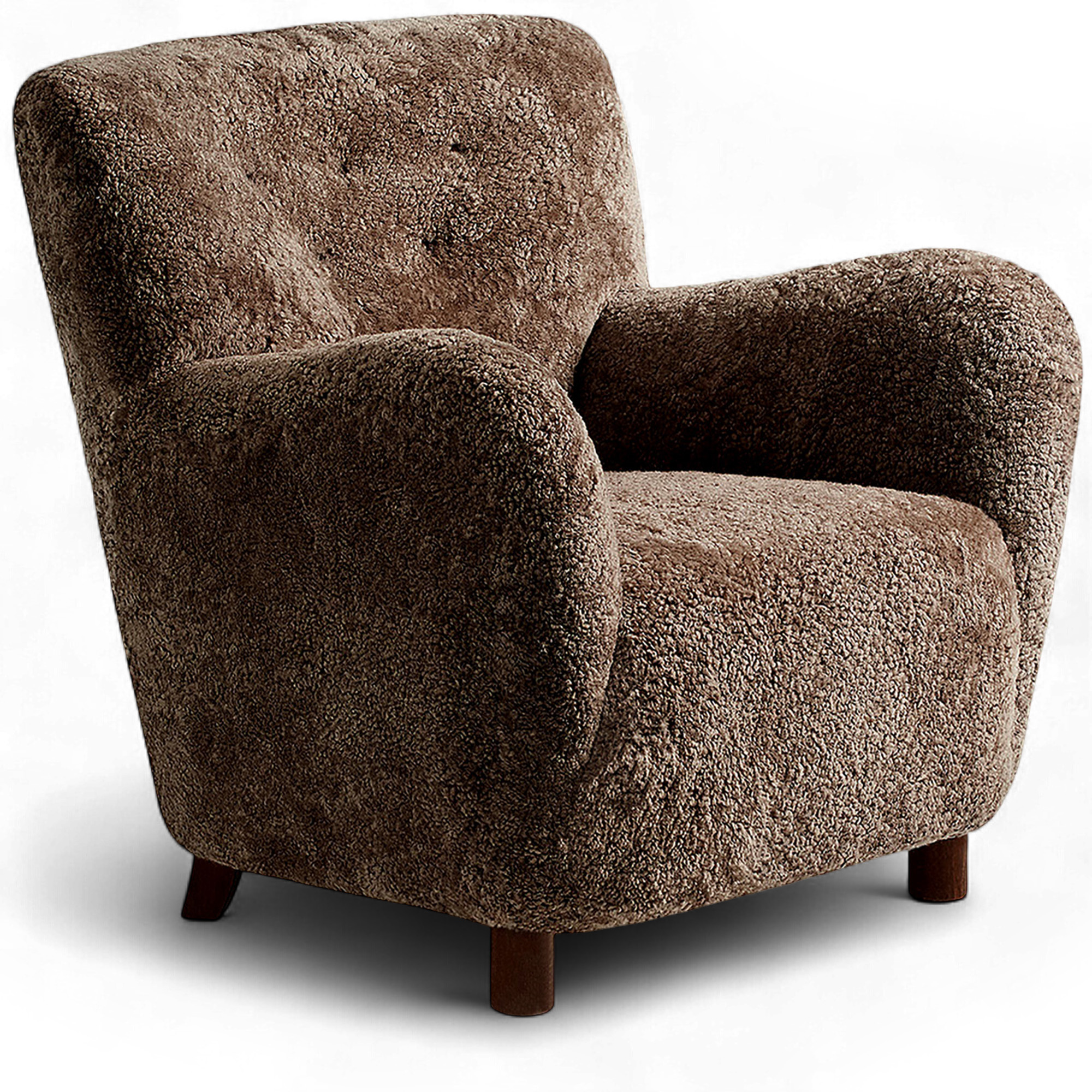 dagmar - 55 chair sheepskin sahara walnut - fåtöljer - brun - trä/textilmaterial