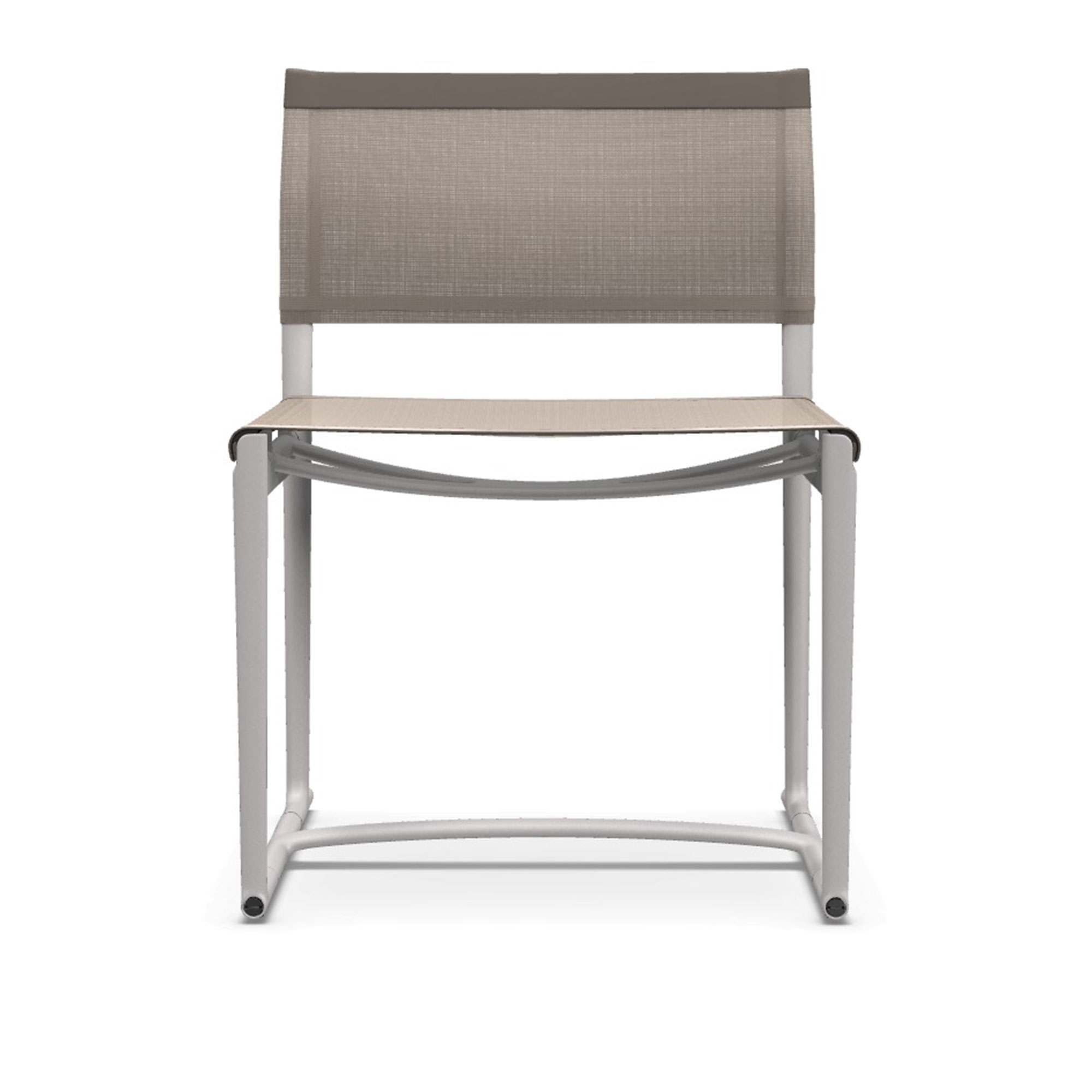 B&B Italia - Mirto Outdoor Chair MI58S, White Painted, Tortora Edge, Natural White Stige Fabric - Matstolar utomhus - Antonio Citterio - Vit - Metall/Textilmaterial