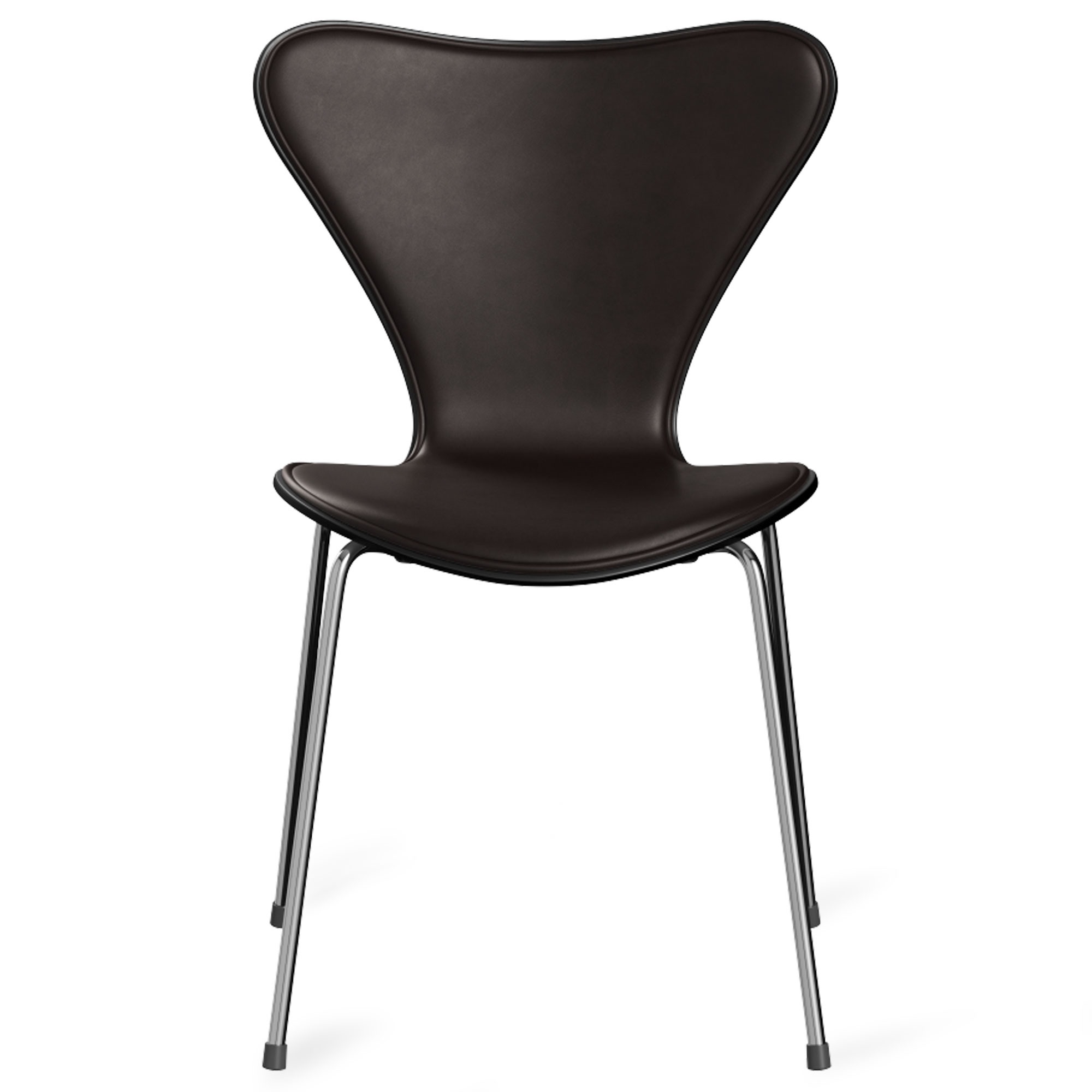 Fritz Hansen - Sjuan 3107 stol frontklädd chrome / grace dark brown / black - Matstolar - Arne Jacobsen - Brun - Läder/Metall/Trä | Möbler - Stolar Och Pallar - Matstolar | Möbelexperten