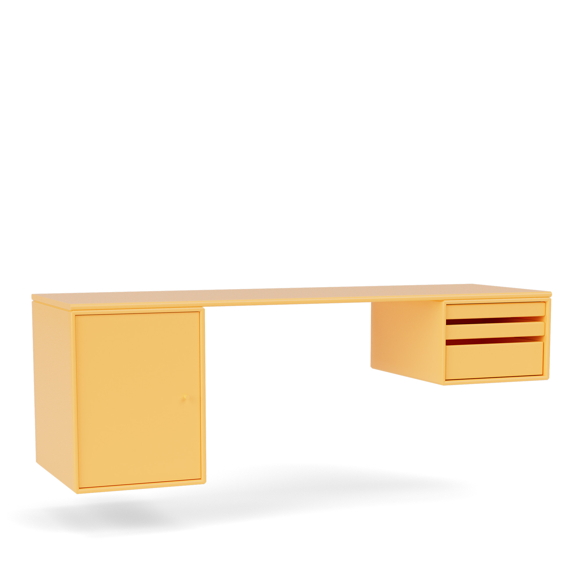 montana - workshop work desk 166-acacia 04 suspension rails - skrivbord - peter j. lassen - gul - trä