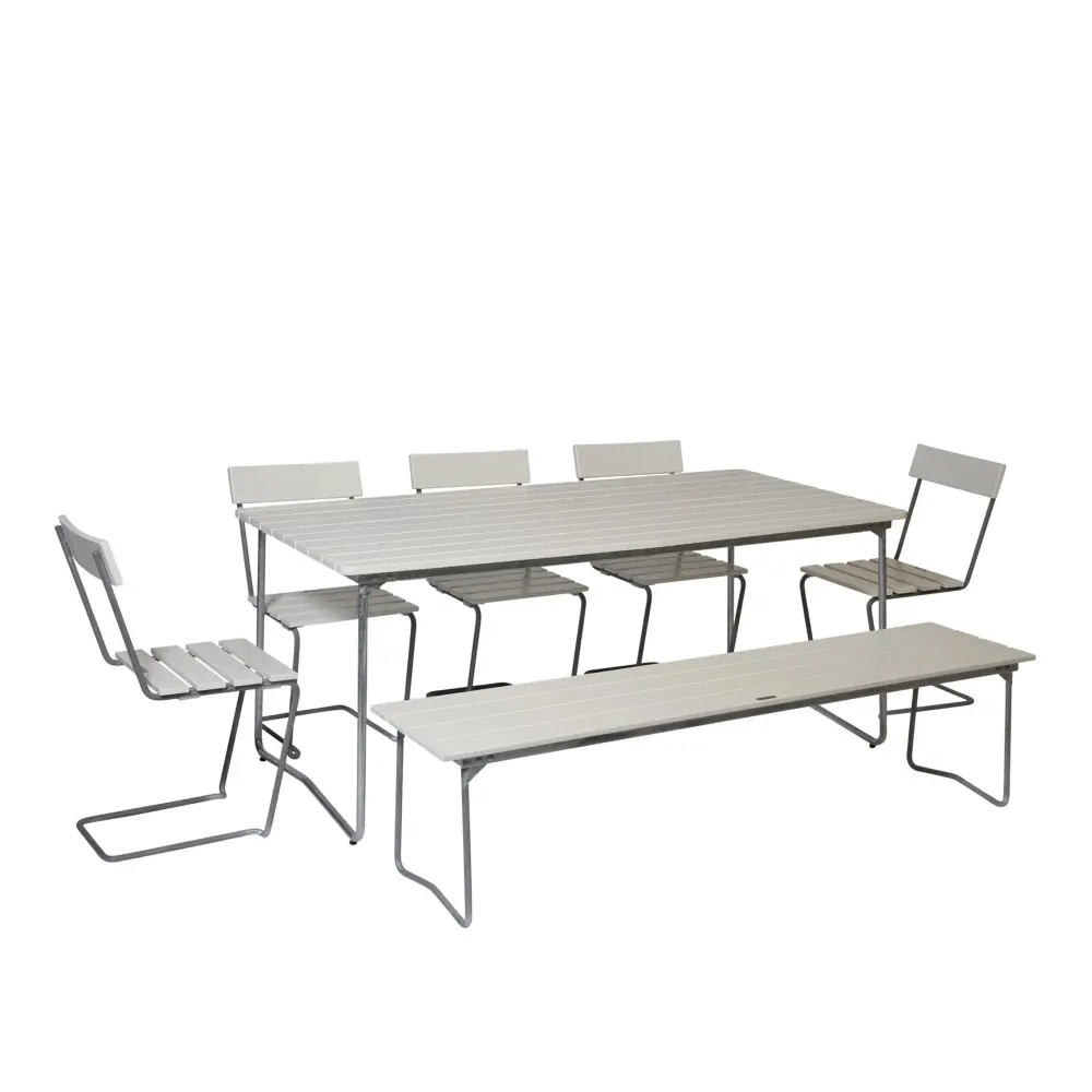 Klassisk serie spisegruppe B31 bord, benk 9 og 5 stoler 1