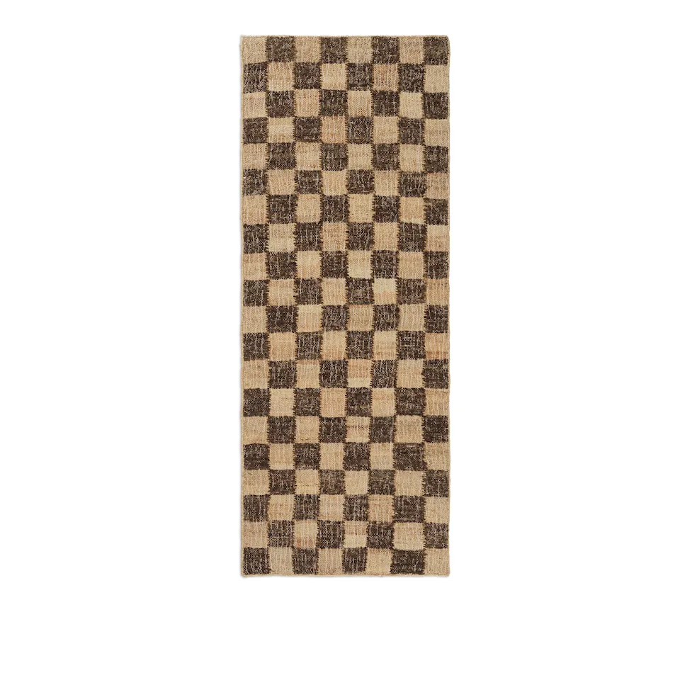 Check Wool Jute gångmatta 70 x 180 cm