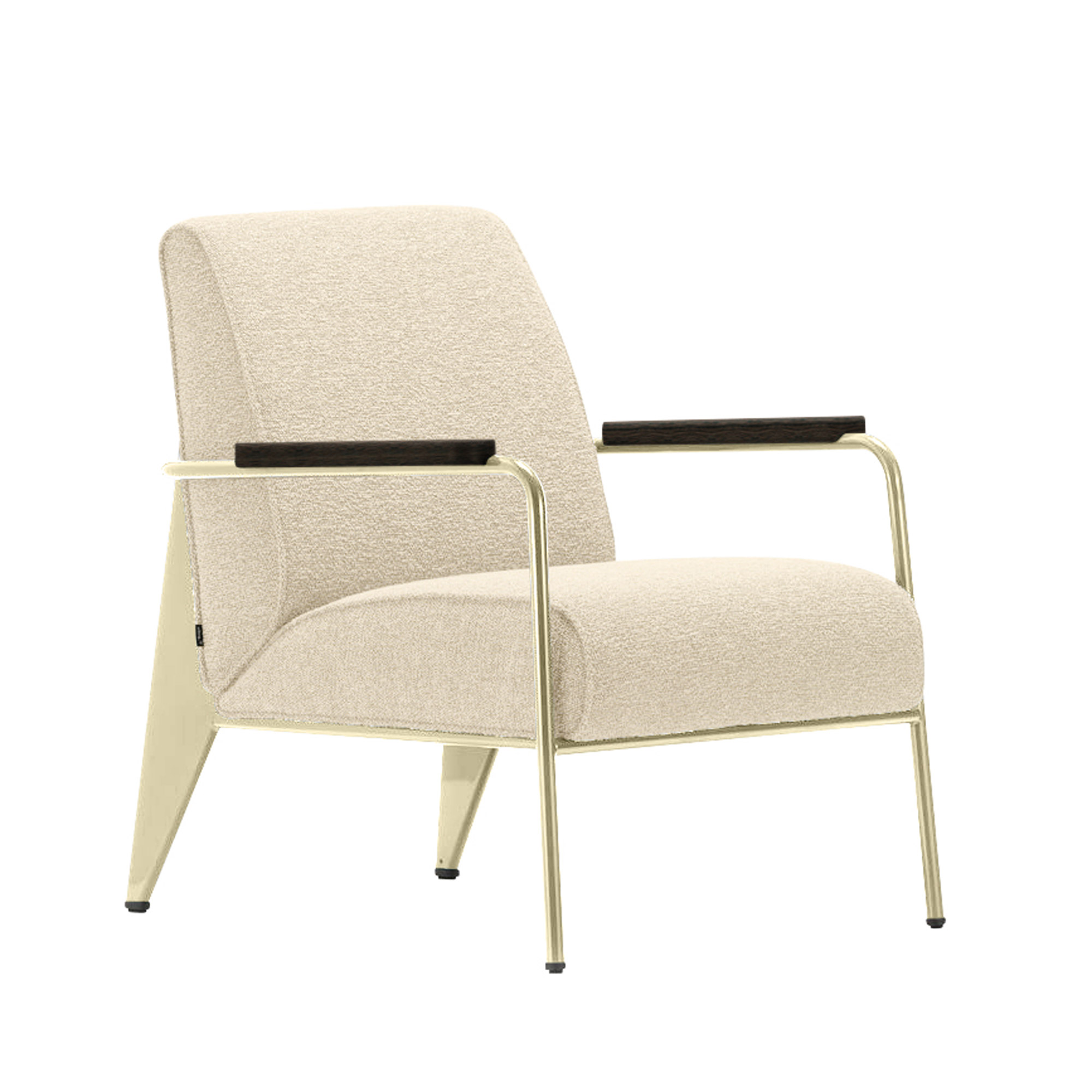 Vitra - Fauteuil de Salon, Base Ecru,, Dark Oak, Fabric Cat. F100 Nubia Col. 02 Cream/Perle - Fåtöljer - Jean Prouvé - Beige - Metall/Trä/Skum